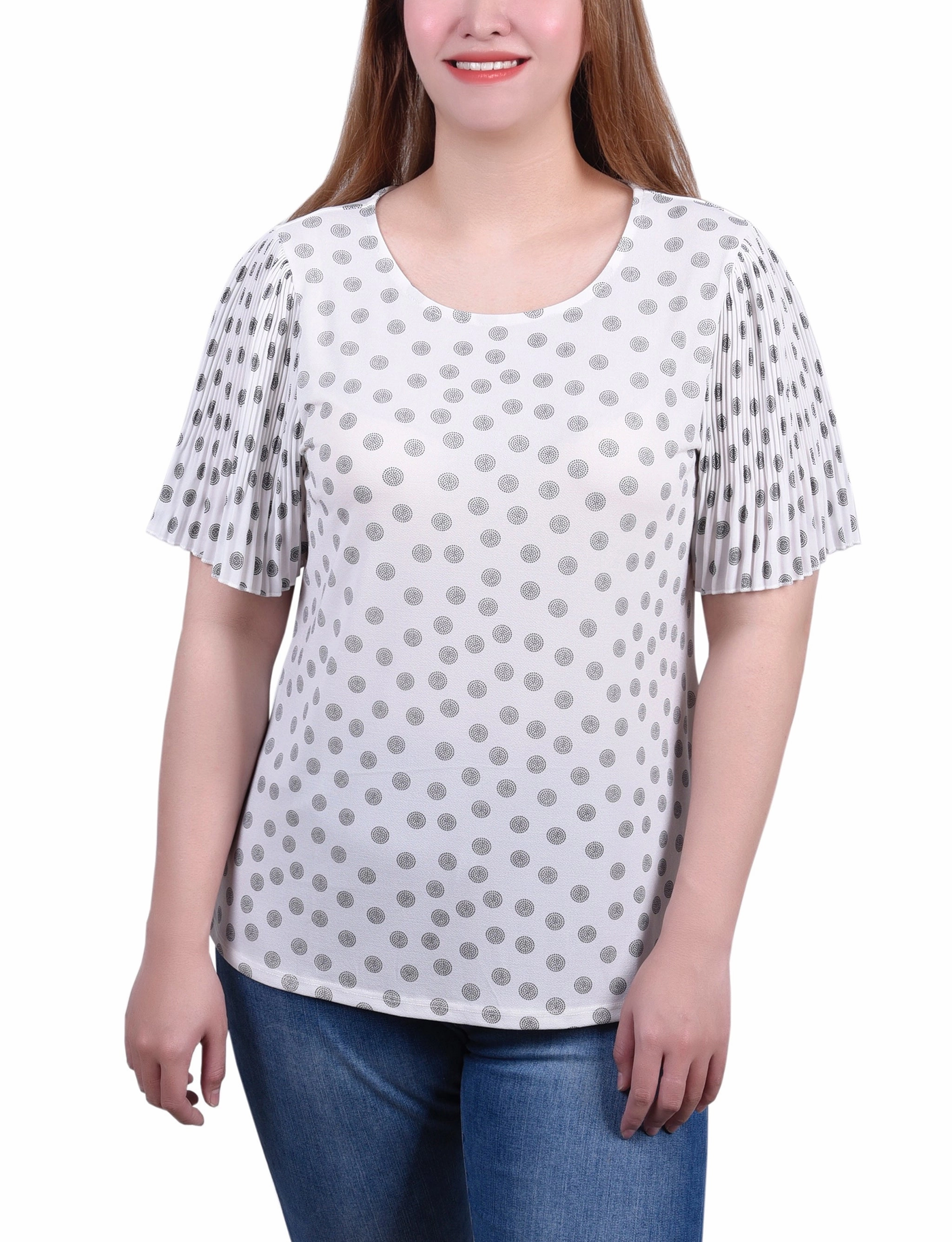 Sport Hoodie Durable Hem Stitching Petite Pleated-Sleeve Top