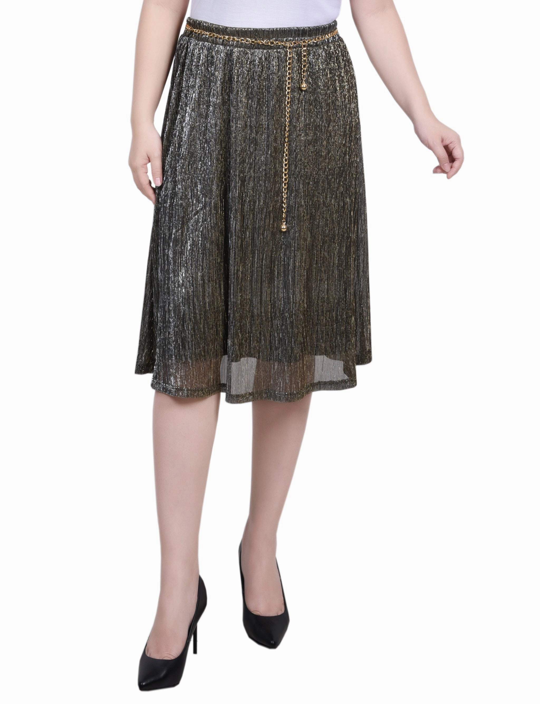 Street Attire Easy Motion Petite Plisse Mesh Skirt With Belt