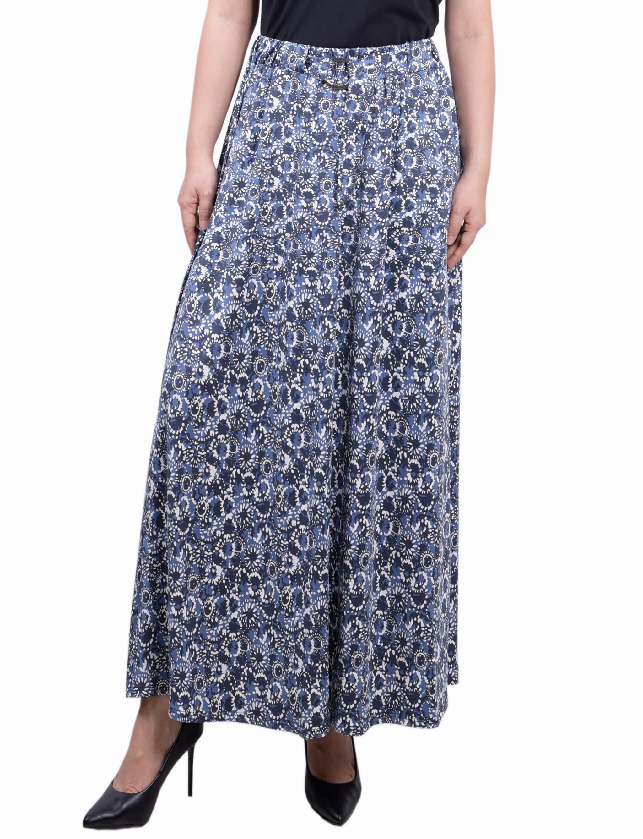 Petite Ring Detail Midi-Length Skirt Trendy Wear Sleek Comfort