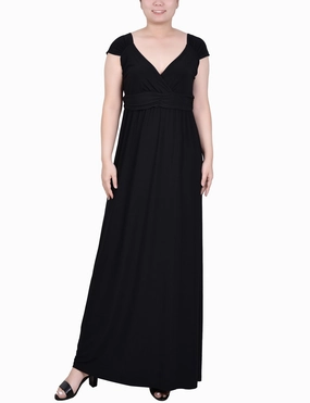 Petite Ruched Empire-Waist Maxi Dress Fitted Design