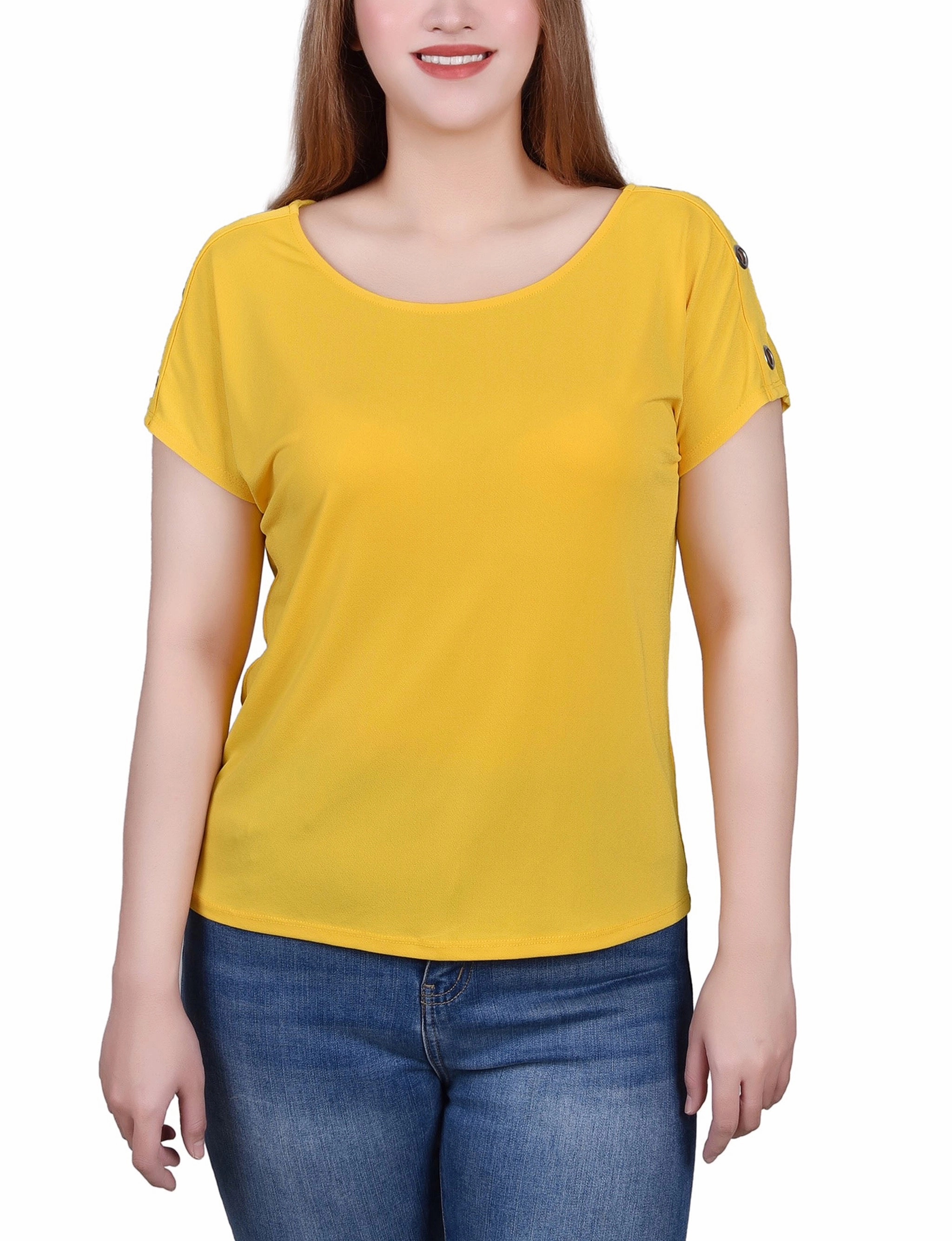 Petite Short Sleeve Extended Sleeve Tunic Top Daily Wear