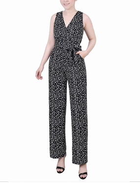 Modern Trend Under Layer Petite Sleeveless Belted Jumpsuit