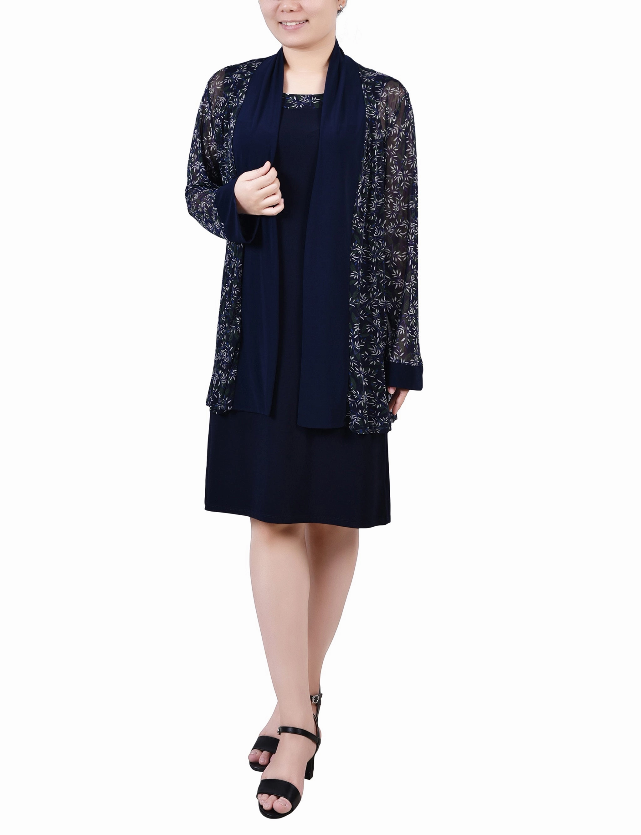 Petite Two Piece Dress Set Glossy Detail Delicate Touch