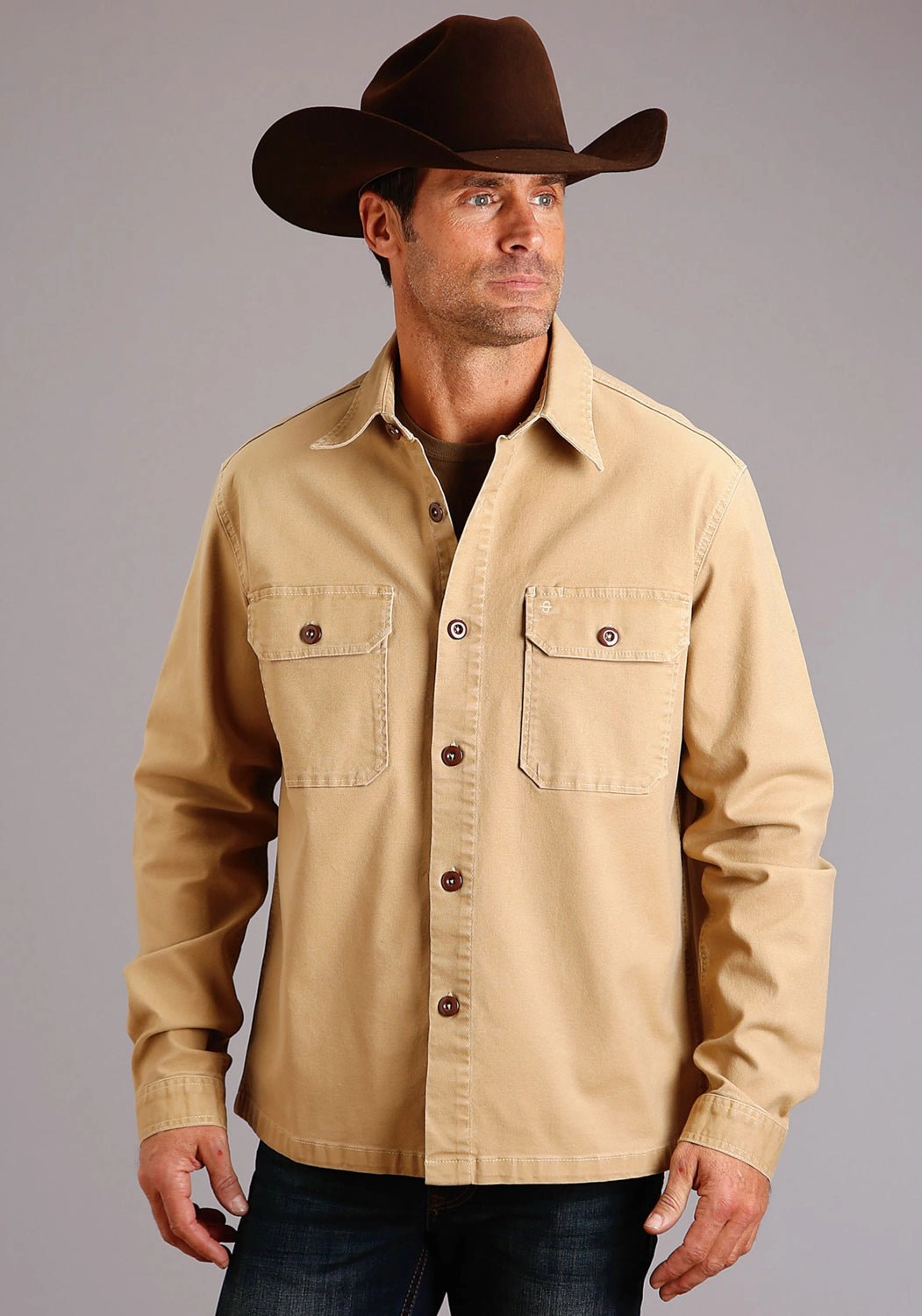 Microfiber Blend Stetson Mens Camel Tan Cotton Blend Canvas Jacket