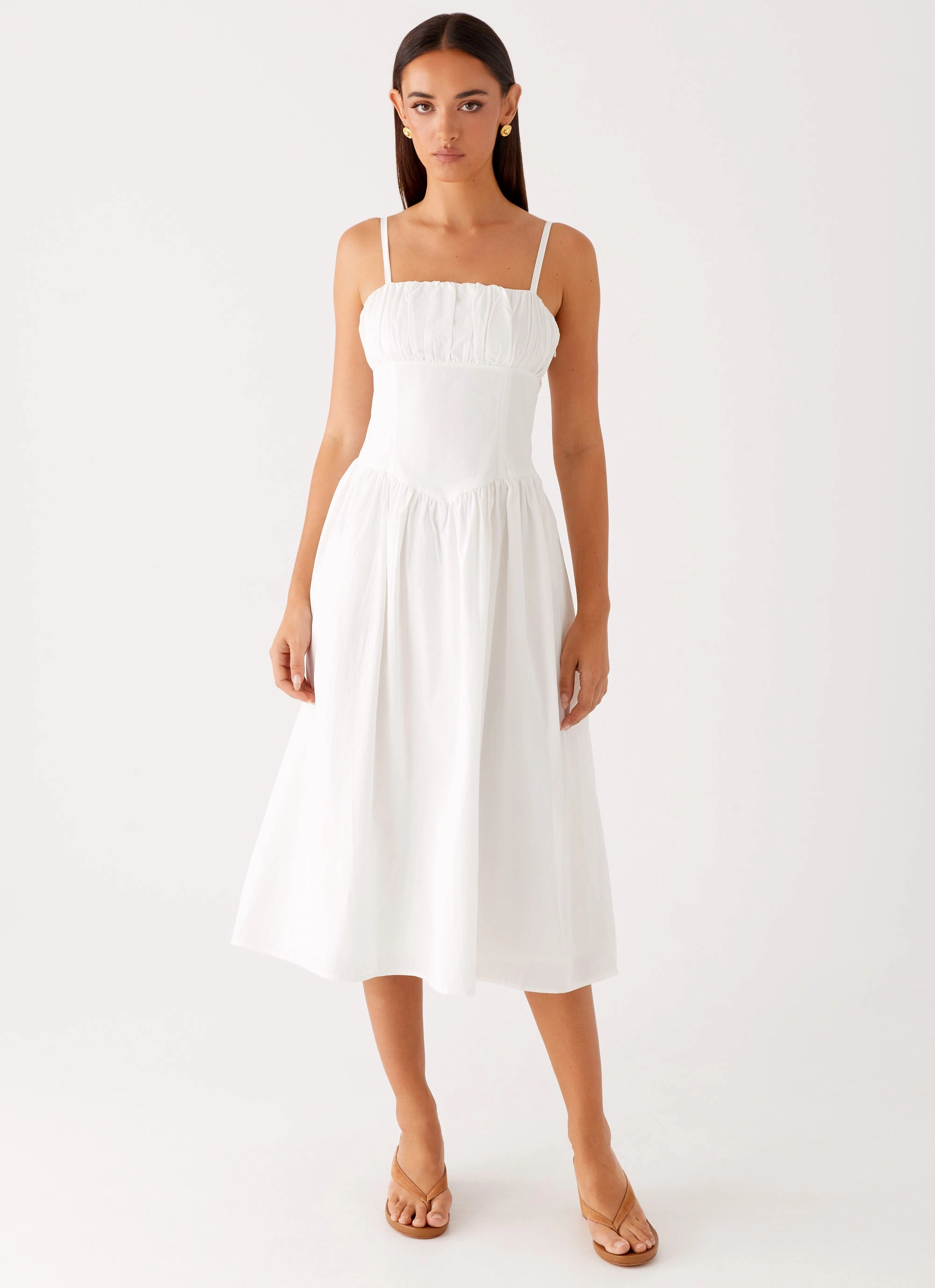 Phillipa Midi Dress - White TearResistantFabric City Style