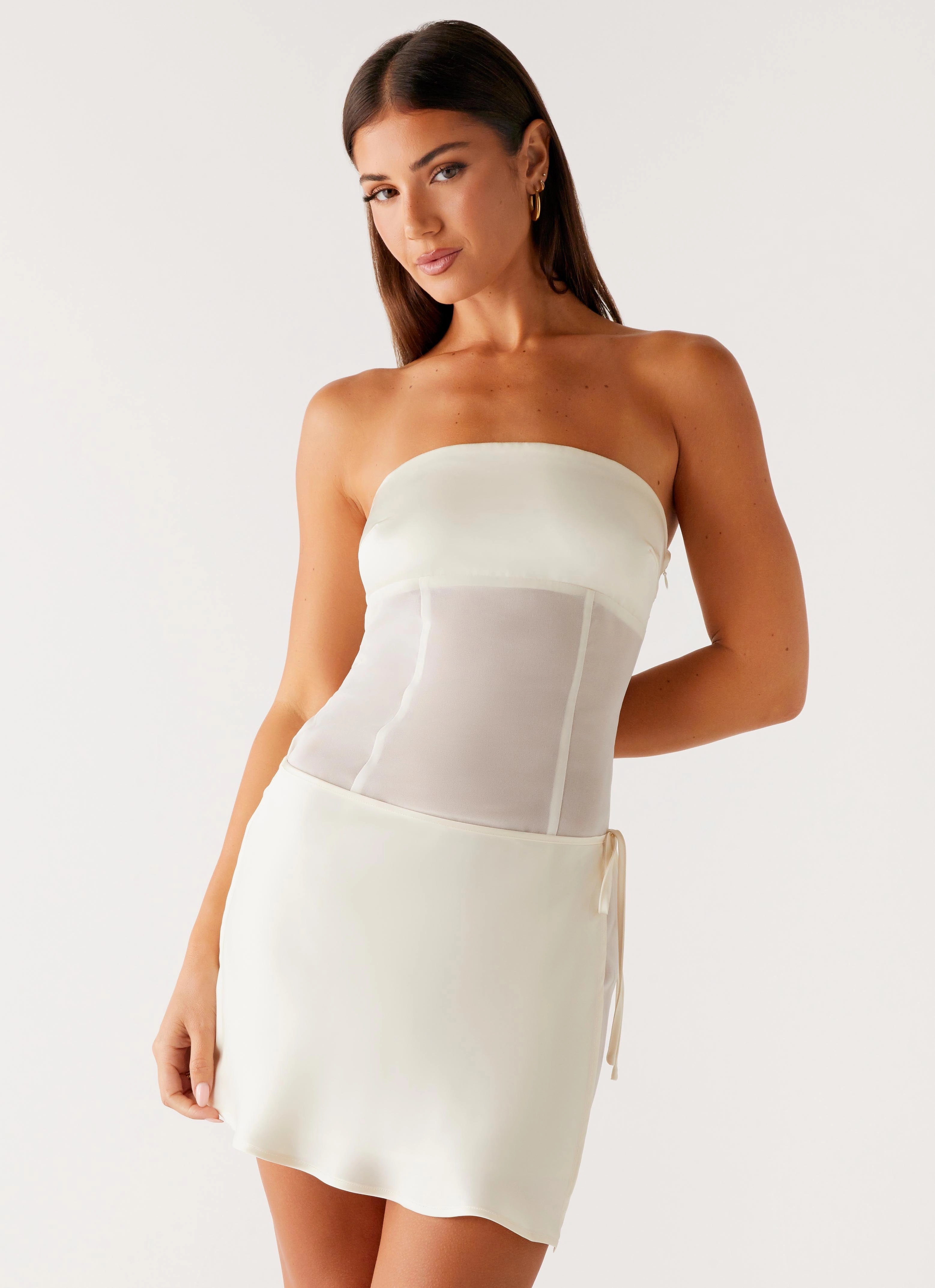 Winter Protection Office Wear Philomena Mini Dress - Off White