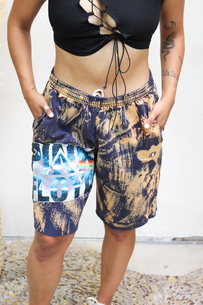 Pink Floyd Acid Wash Sweat Shorts Cozy All-Day Trendy Look