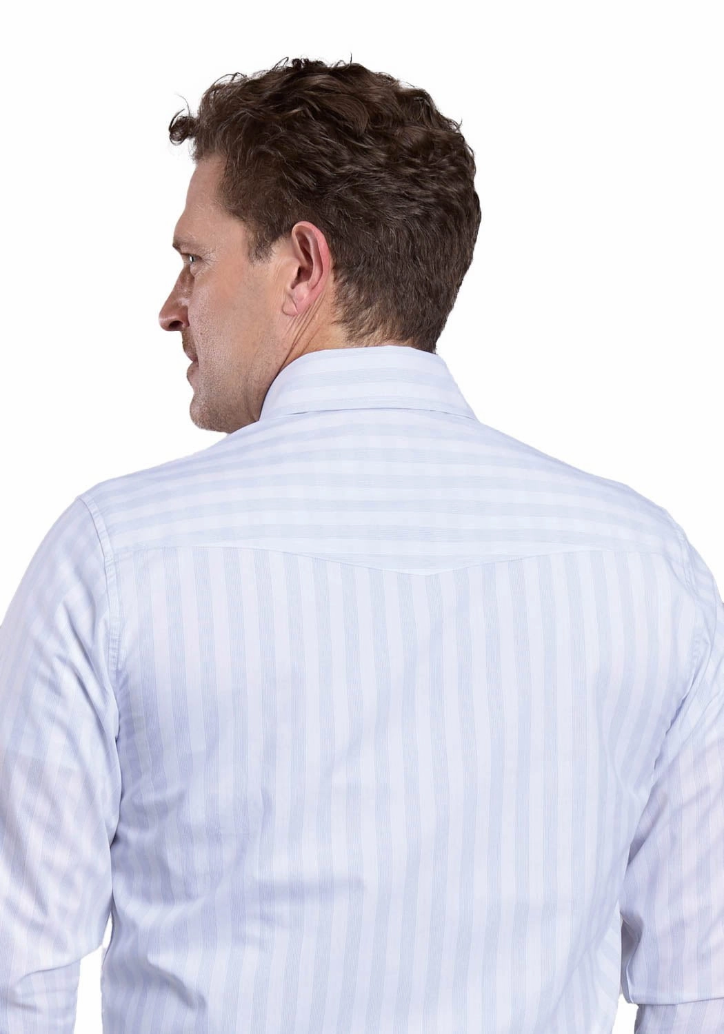 Hidden Placket Mature Elegance Stetson Mens Stripe Western Oxford White 100% Cotton L/S Shirt