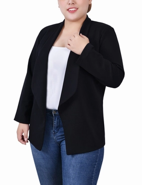Casual Wear Plus Size 3/4 Sleeve Ponte Jacket