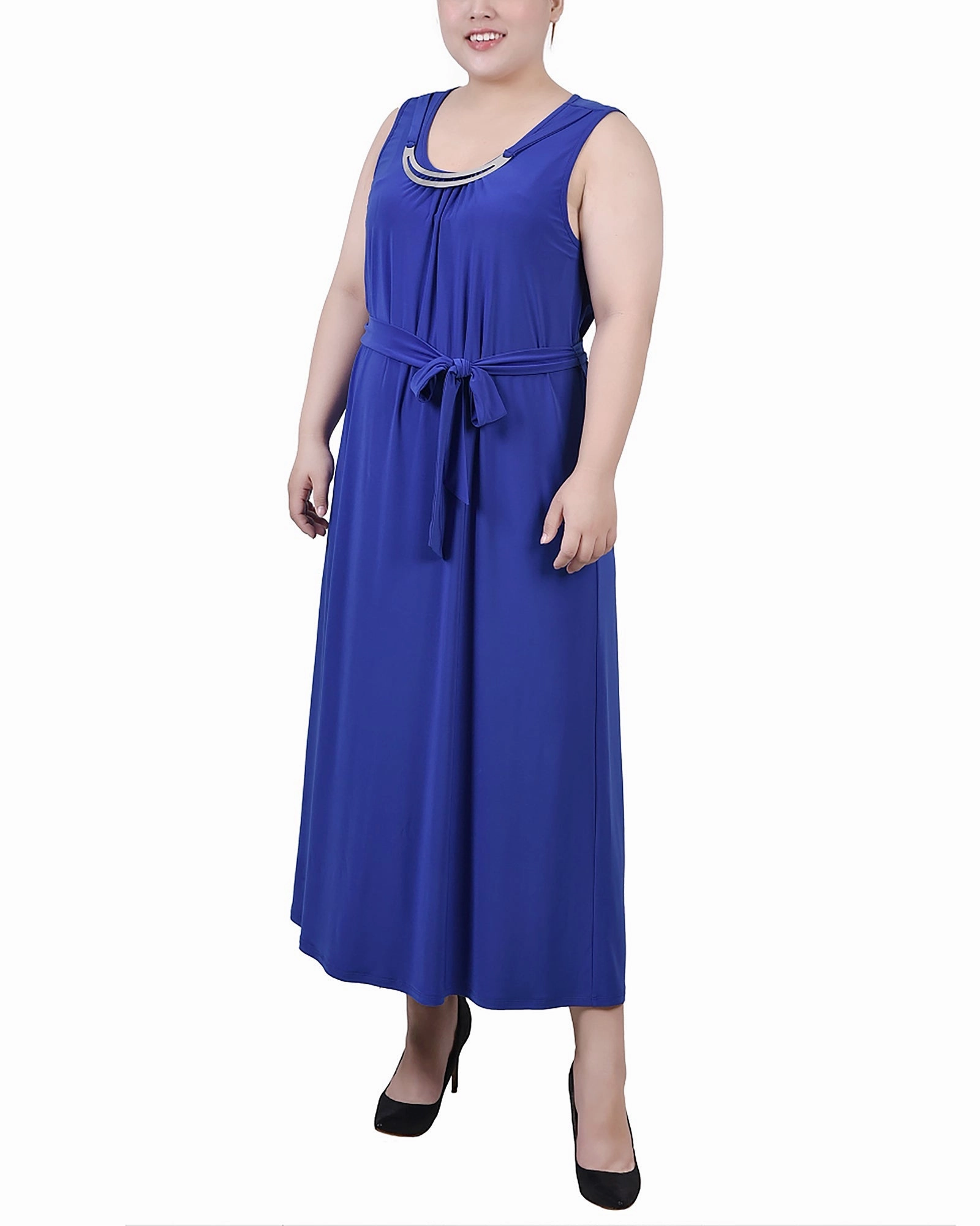Motion Light Plus Size Ankle Length Sleeveless Dress