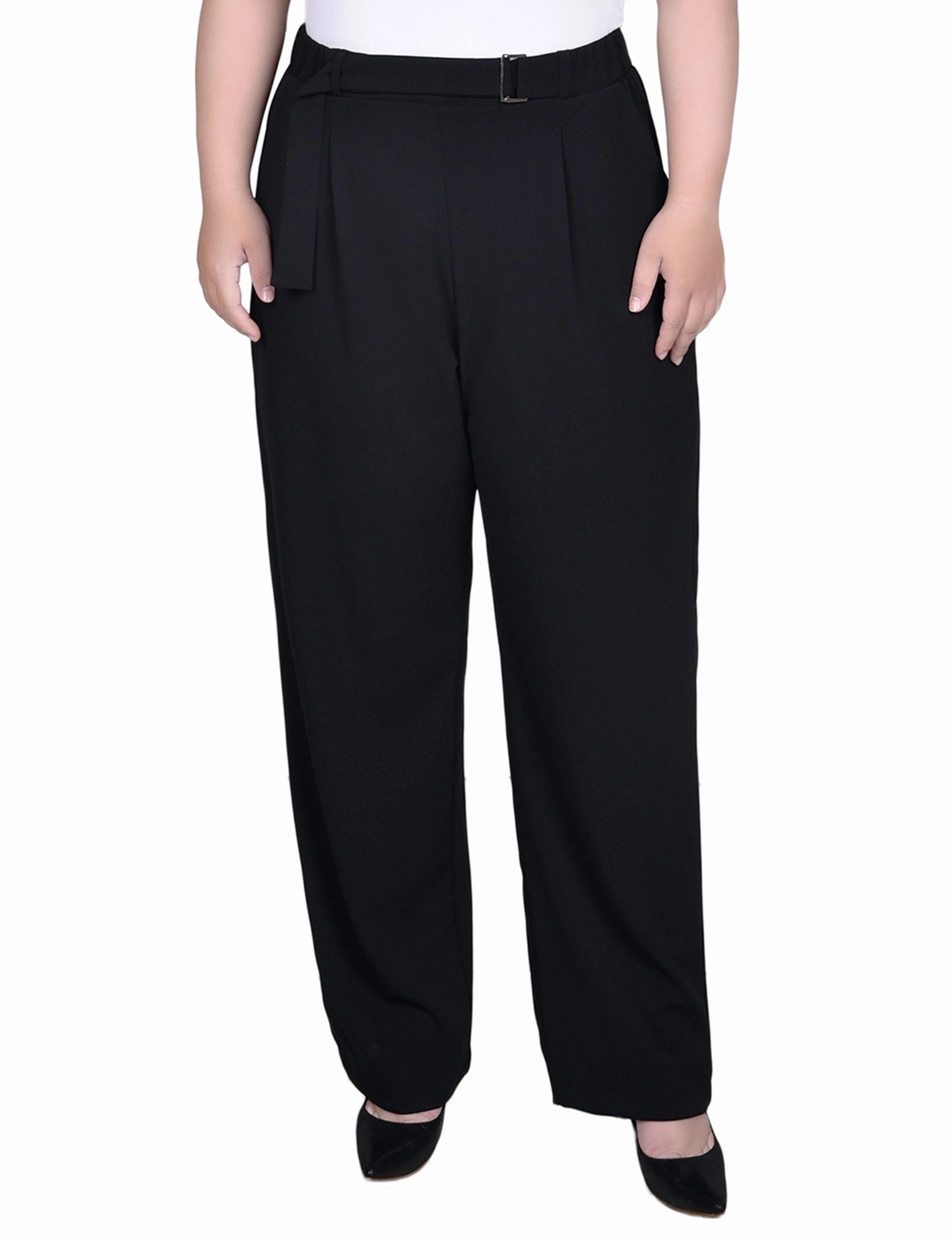 Dressy look Plus Size Belted Scuba Crepe Pants