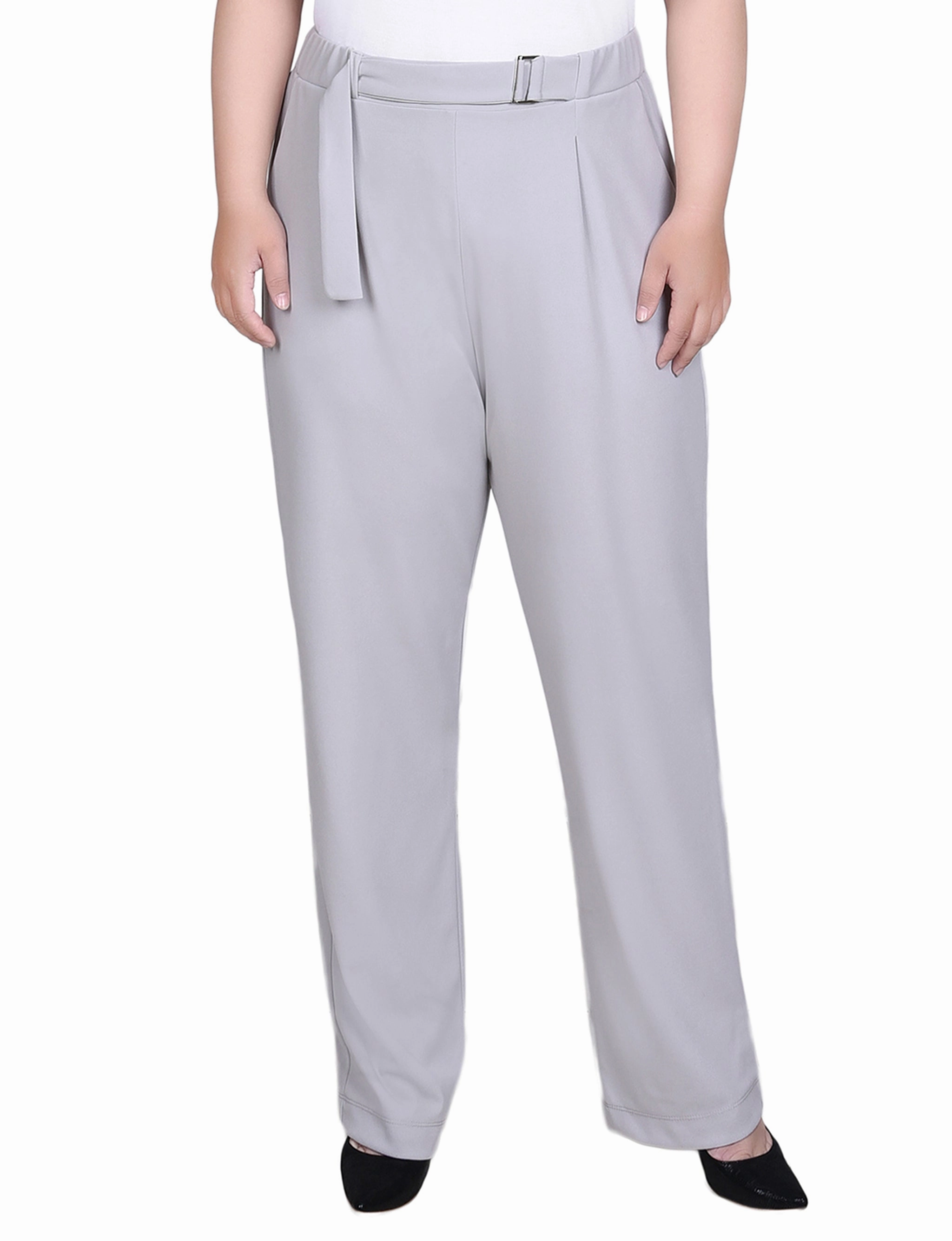 Comfy Style Trendy Appeal Plus Size Belted Scuba Crepe Pants