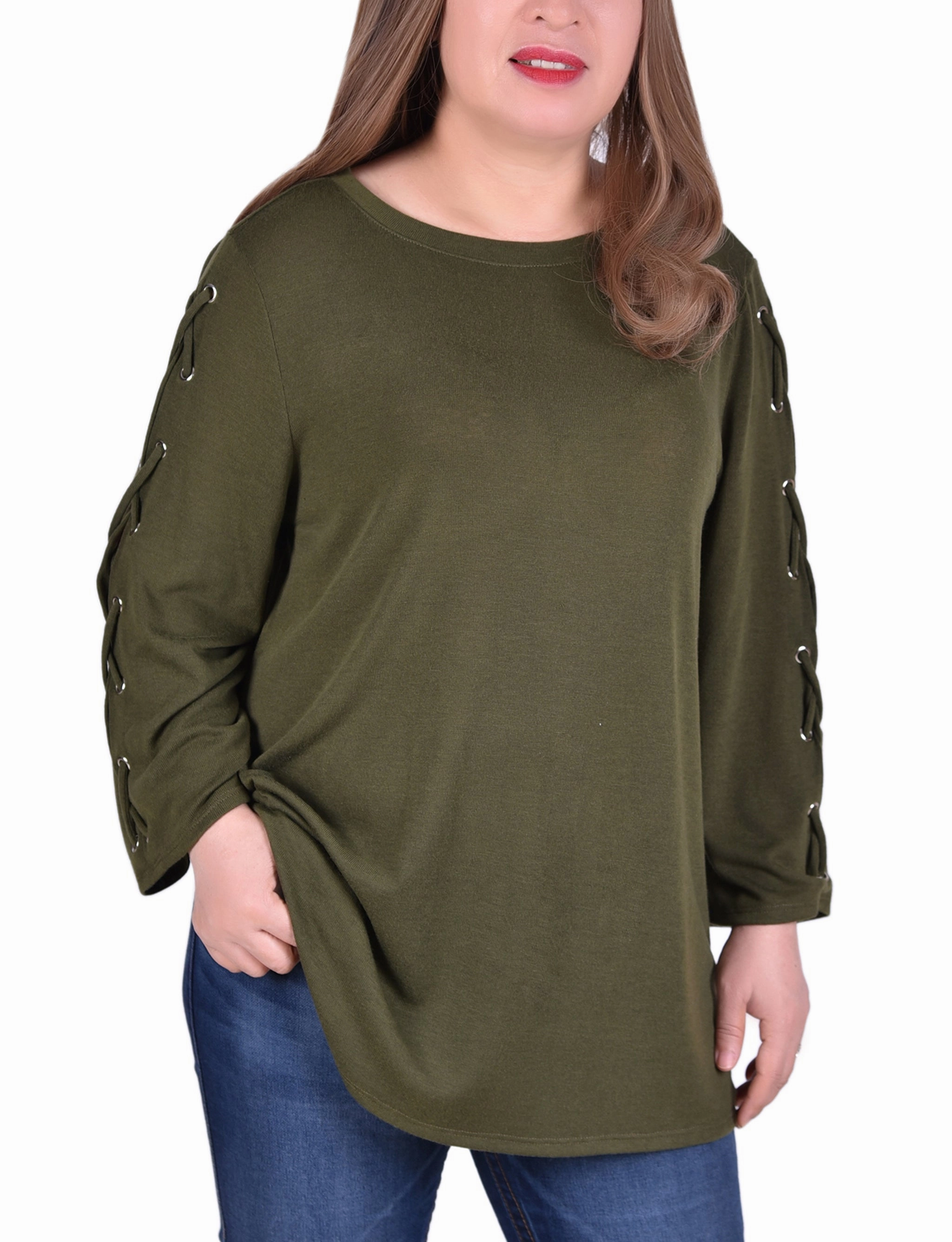 Gentle Flow Plus Size Laced Sleeve Top