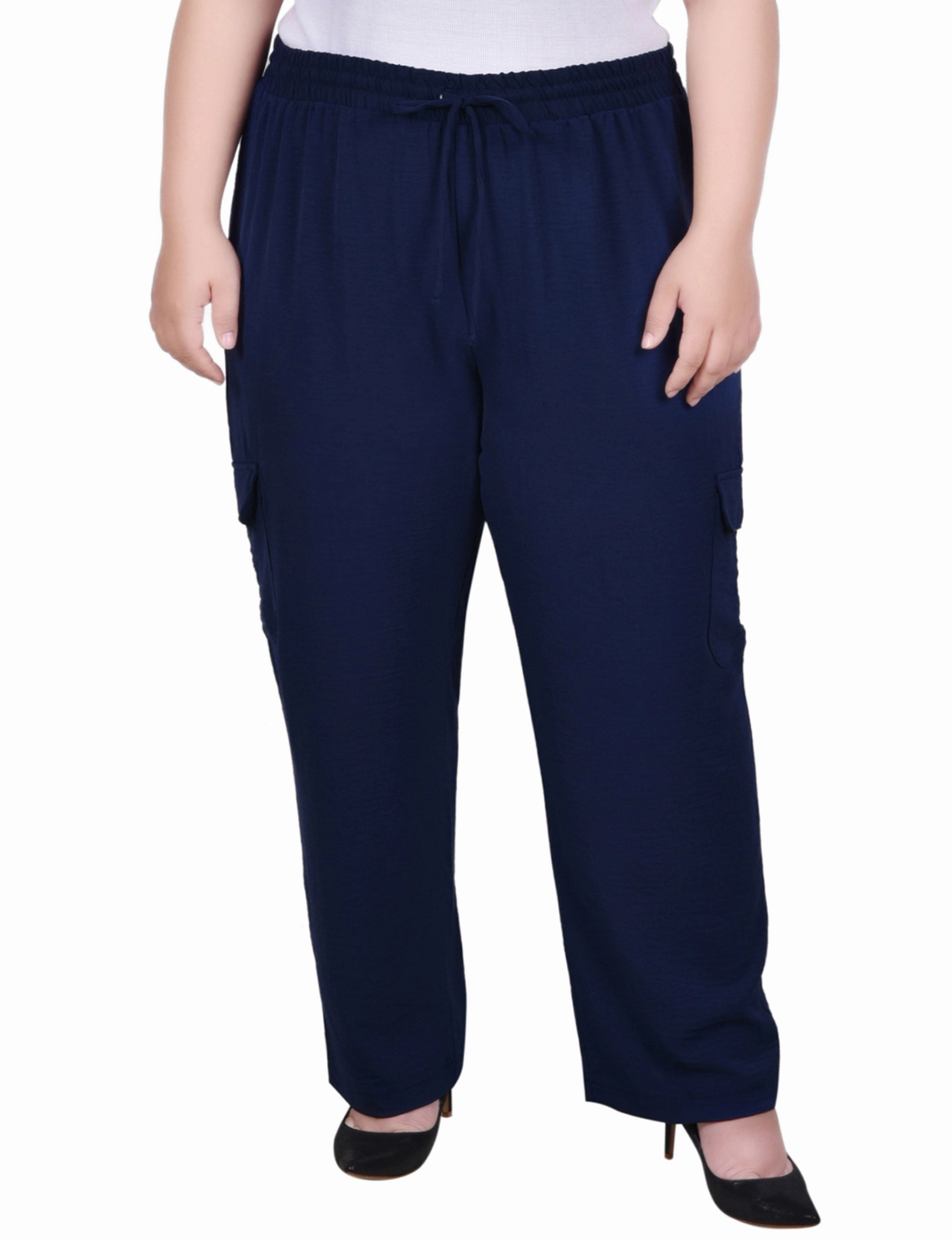 Plus Size Long Pull On Cargo Pants Eco Friendly Dye