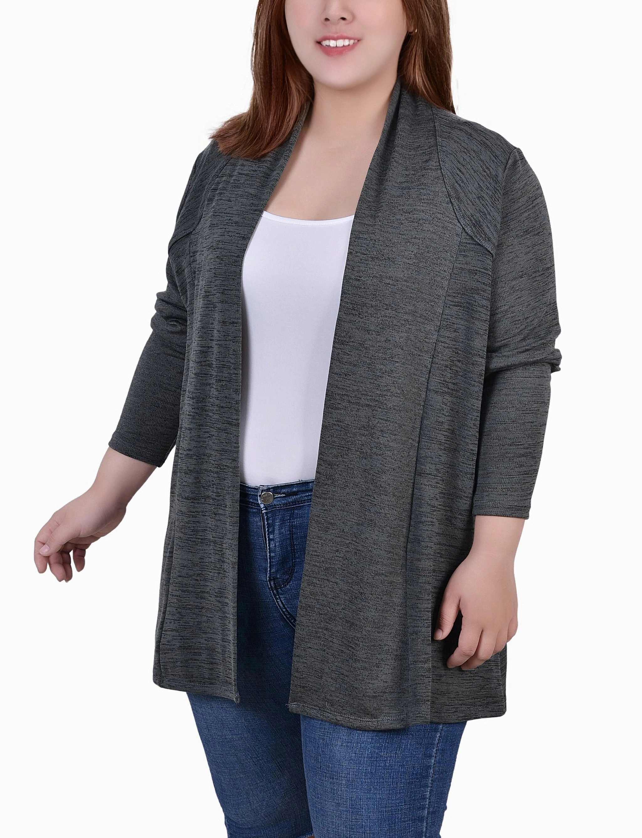 ZeroWaste Construction Bonded Seam Construction Plus Size Long Sleeve Cardigan