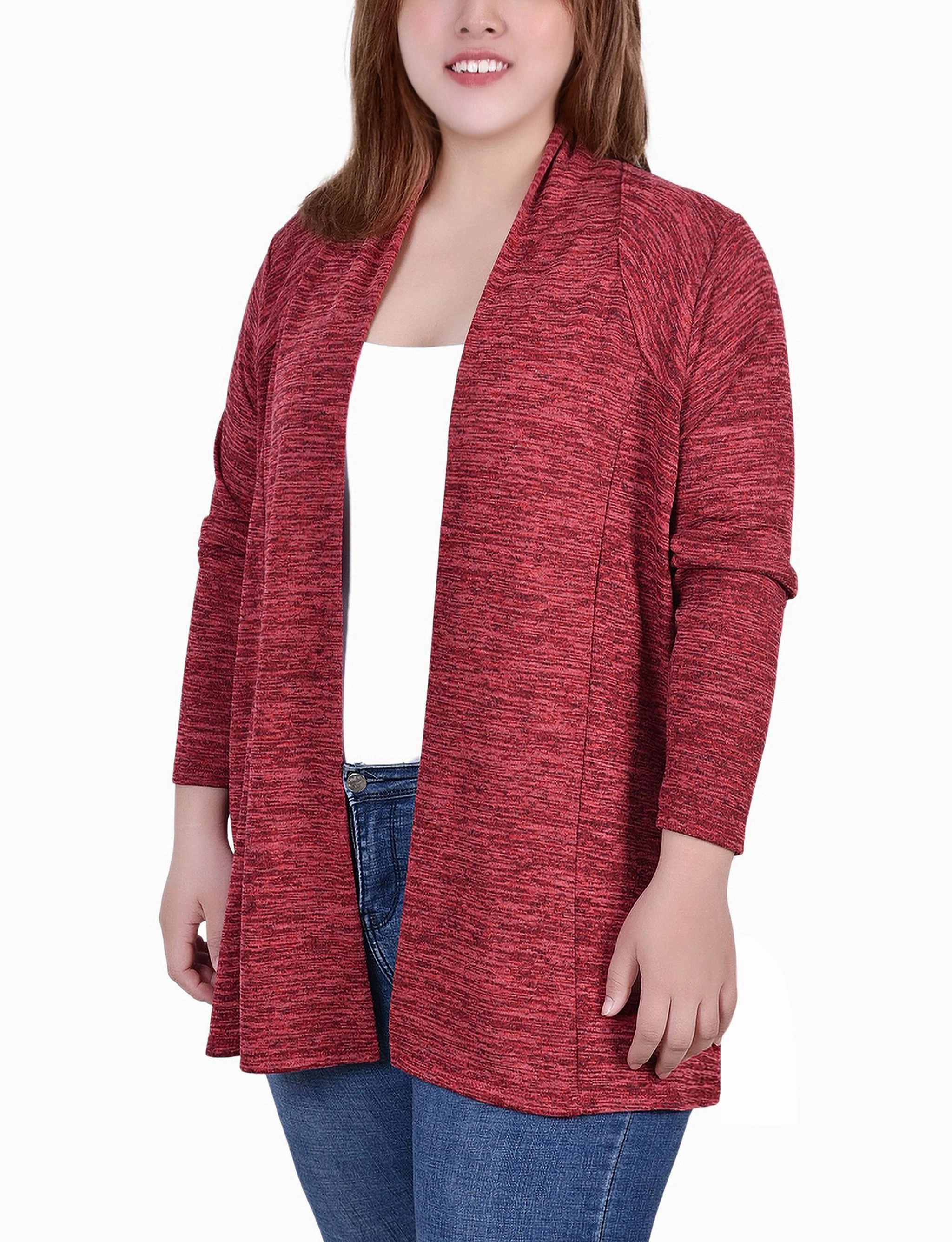 Plus Size Long Sleeve Cardigan Flexible Ribbing