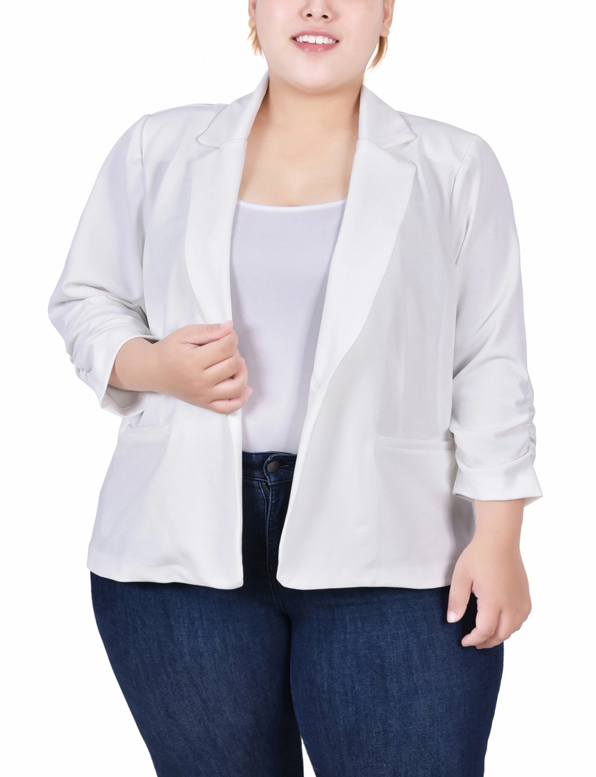 SoftTouchFinish Plus Size Long Sleeve Scuba Crepe Jacket