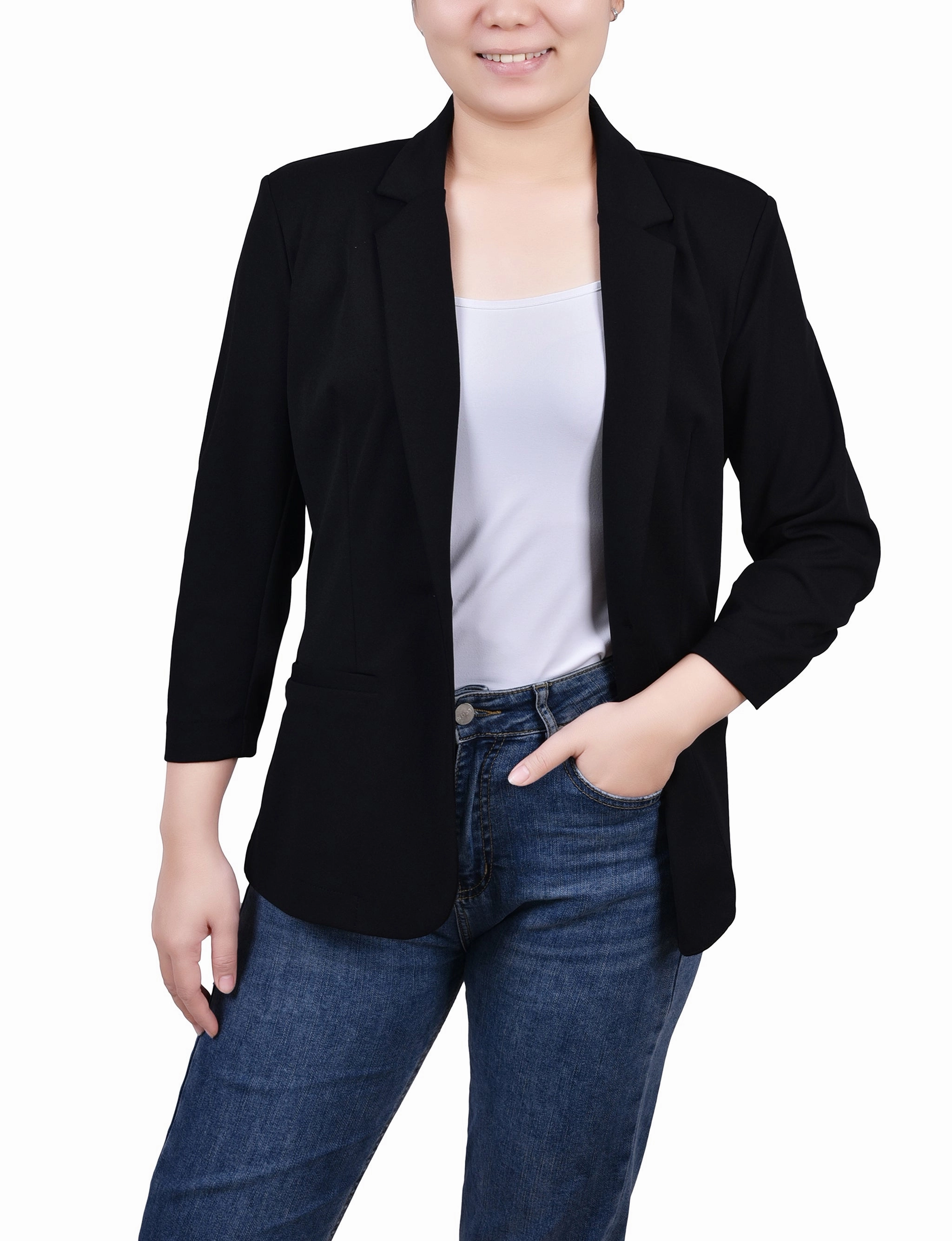 ThermalLining SustainableBlend Plus Size Long Sleeve Scuba Crepe Jacket