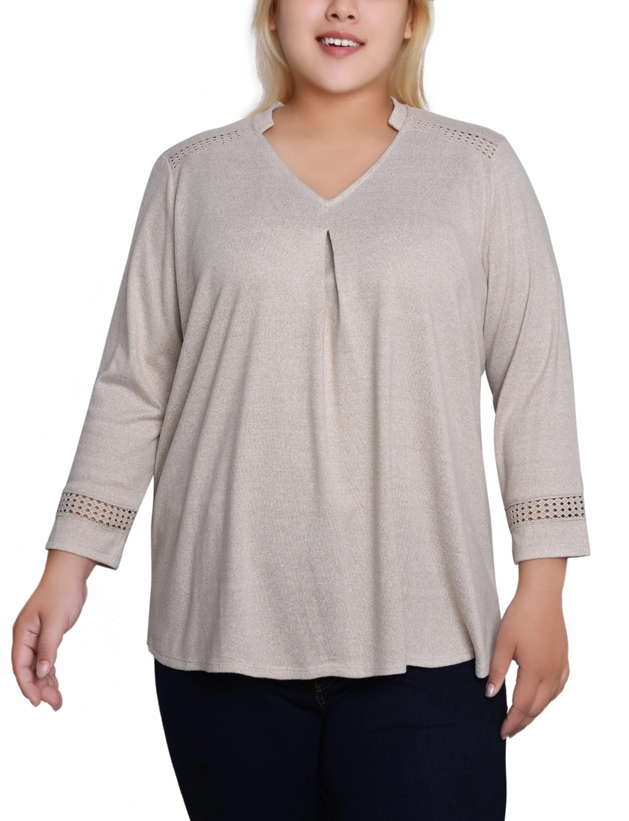 Durable Blend TumbleDryFriendlyMaterial Plus Size Long Sleeve Swing Tunic