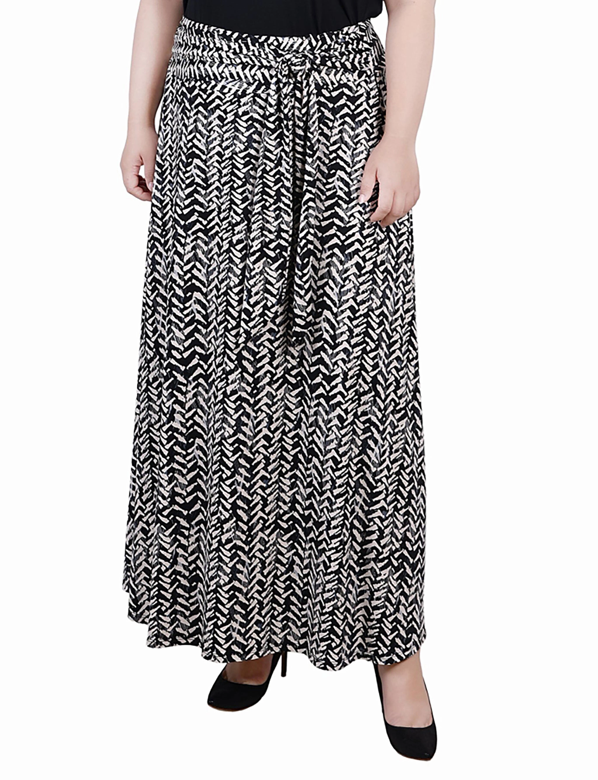 Bold Finish Plus Size Maxi Skirt With Sash Waist Tie