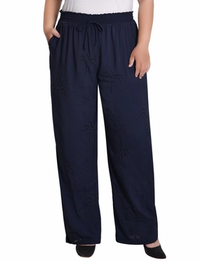 AntiStaticTreatment Chilly Day Wear Plus Size Pull On Pants With Embroidery