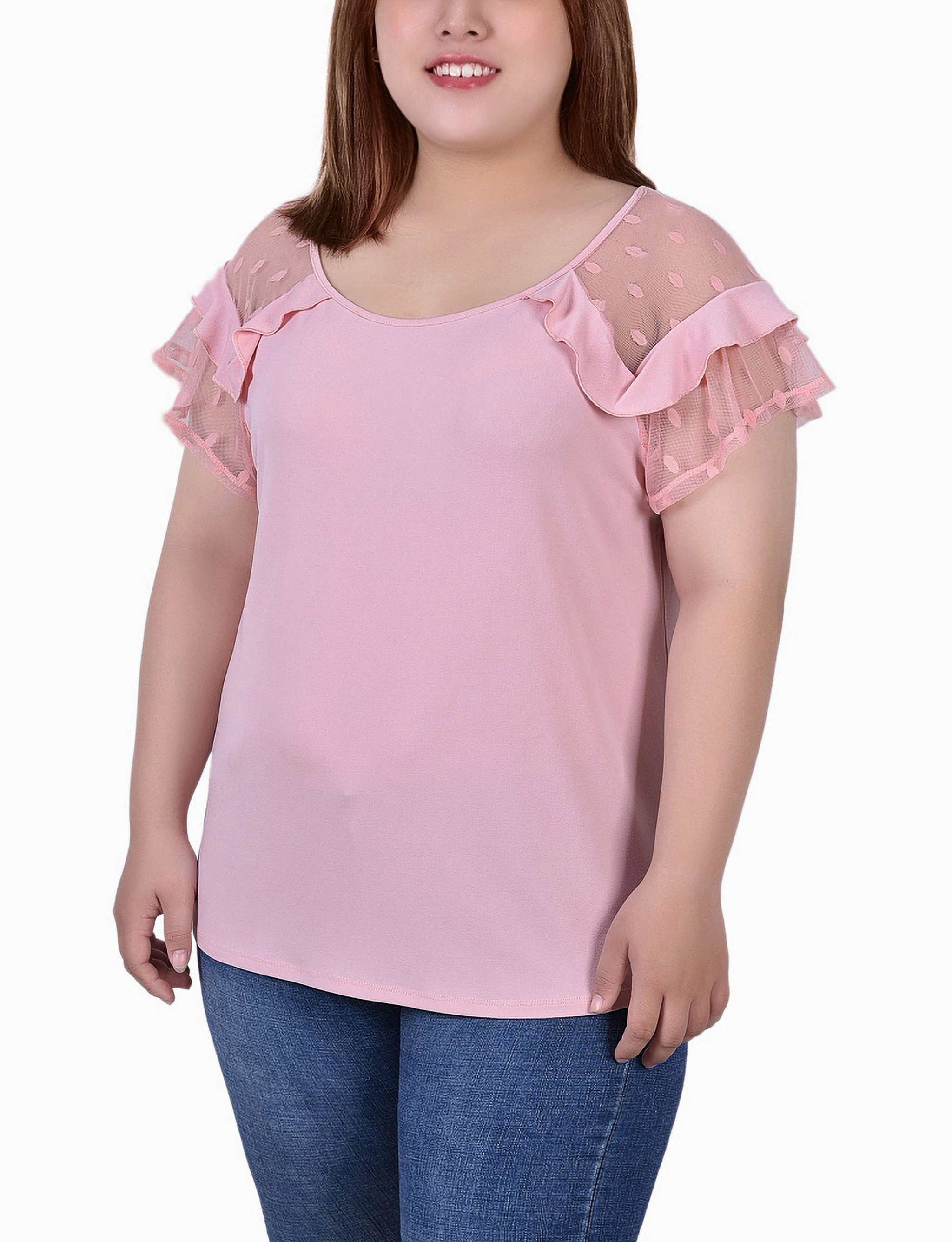 Plus Size Short Dot Sleeve Top Quick Match Slim-fit