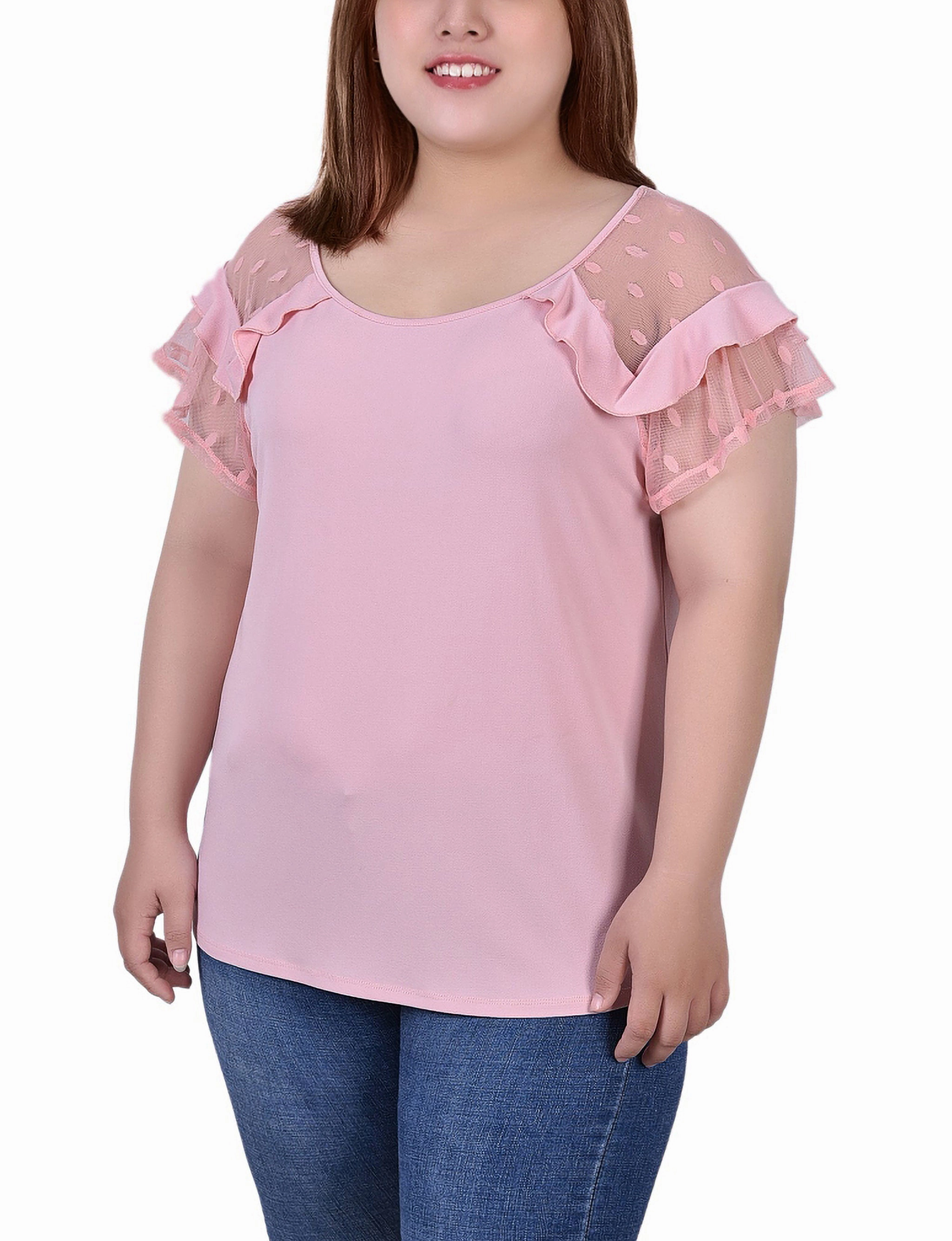 BreathableMaterial SecurePockets Plus Size Short Dot Sleeve Top