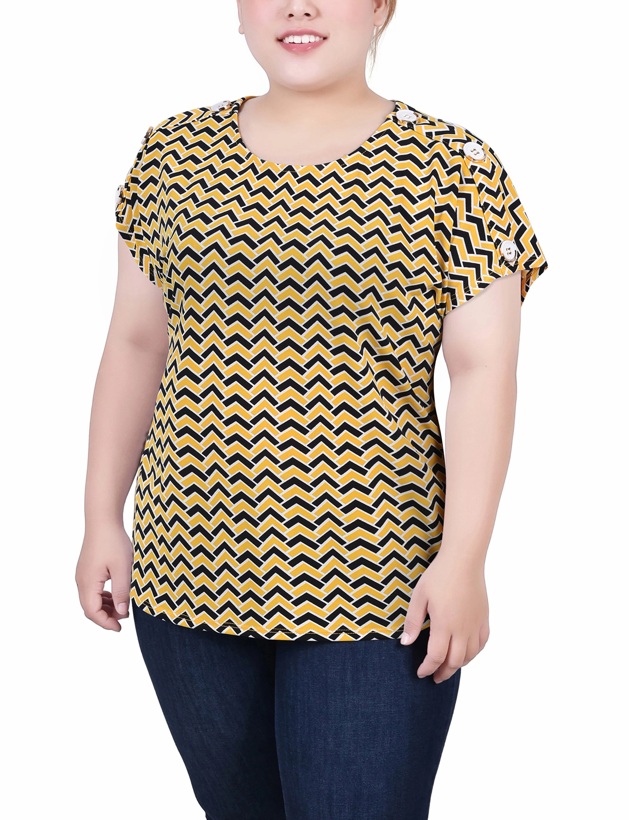 QuickDryTech Plus Size Short Extended Sleeve Top