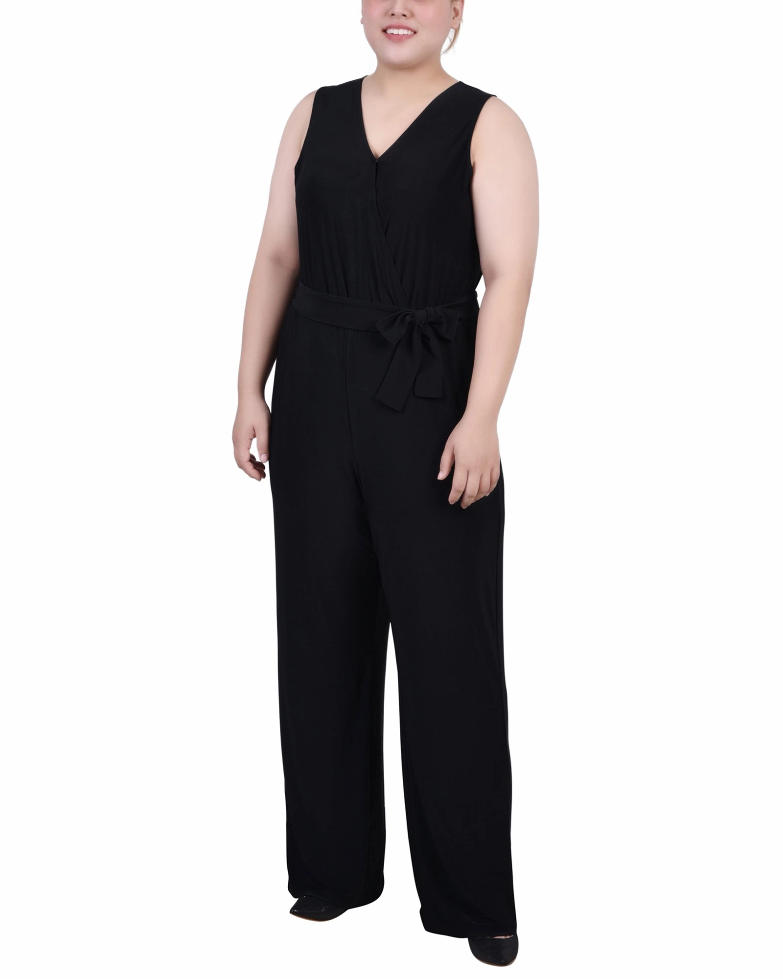 Plus Size Sleeveless Belted Jumpsuit Cloud Comfort Neutral Look