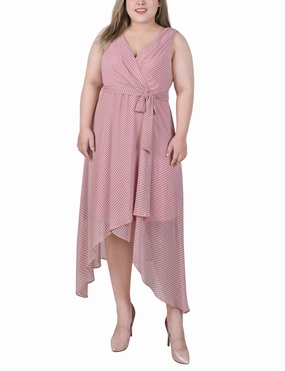Travel Vibe Bishop-Sleeve Plus Size Sleeveless Wrap Chiffon Dress