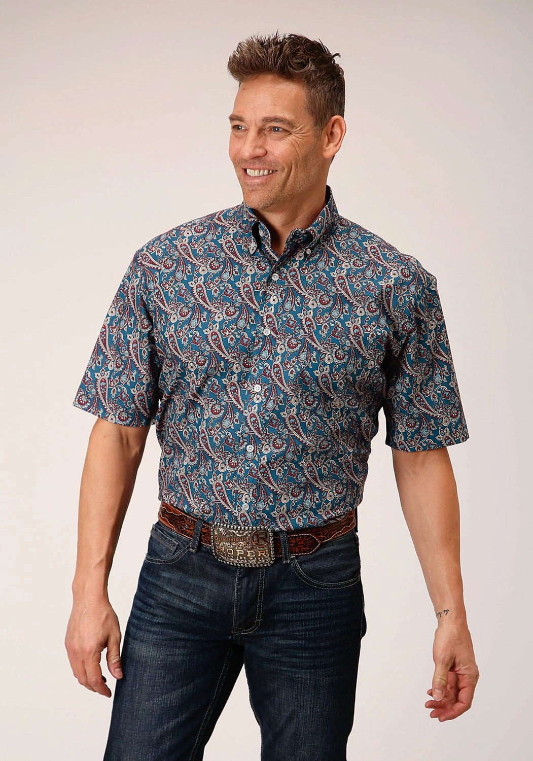 Beach Wear Affordable Fashion Roper Mens Independence Foulard Blue 100% Cotton S/S Shirt