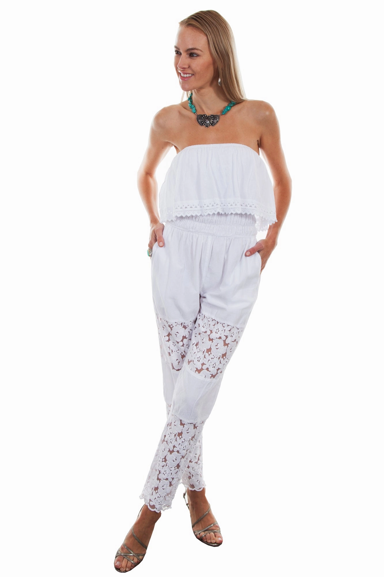 Scully Womens White 100% Cotton Tube Top Romper Lightweight Urban Explorer