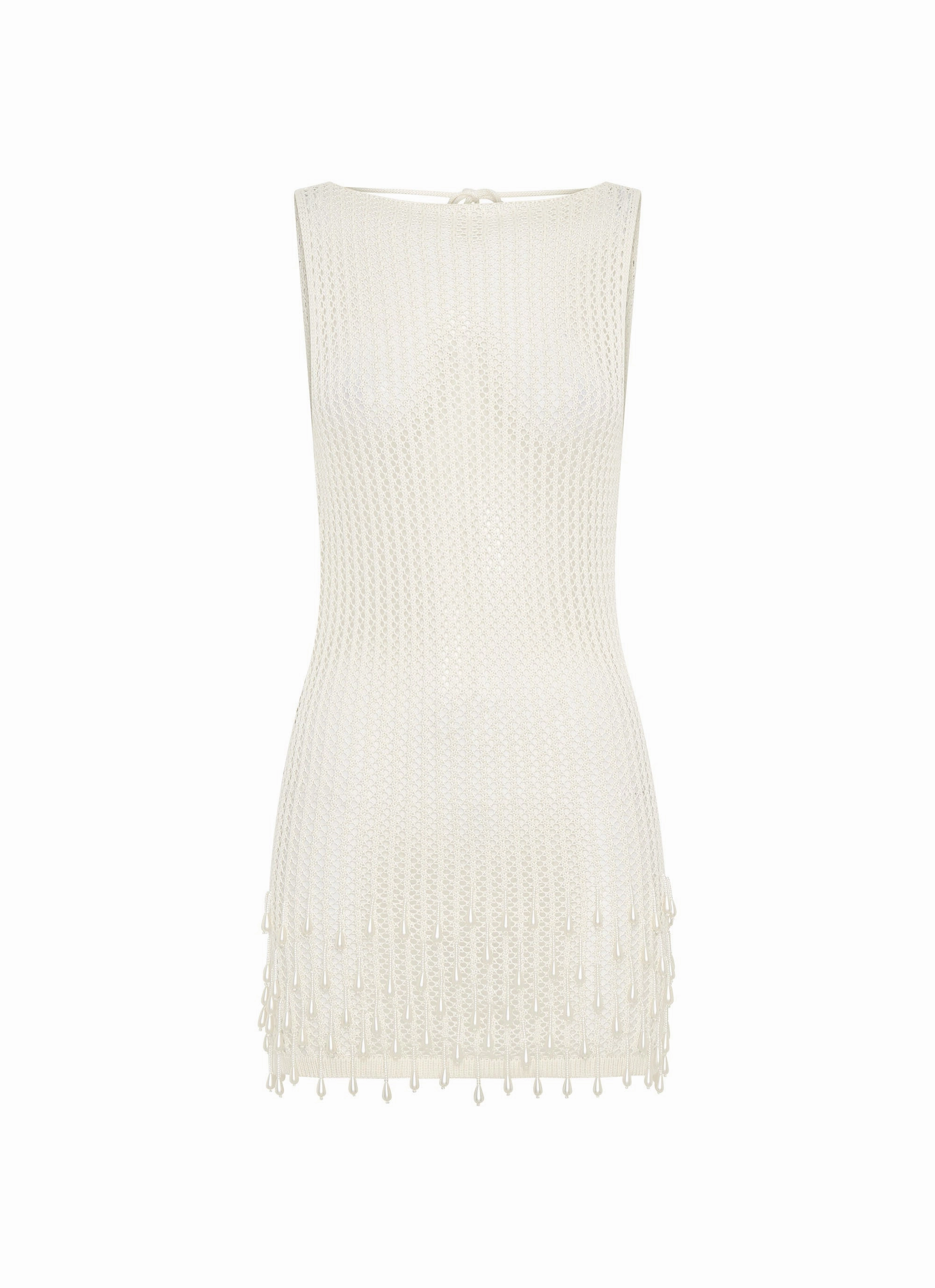 Miracle Beaded Crochet Mini Dress - Ivory Affordable Fashion