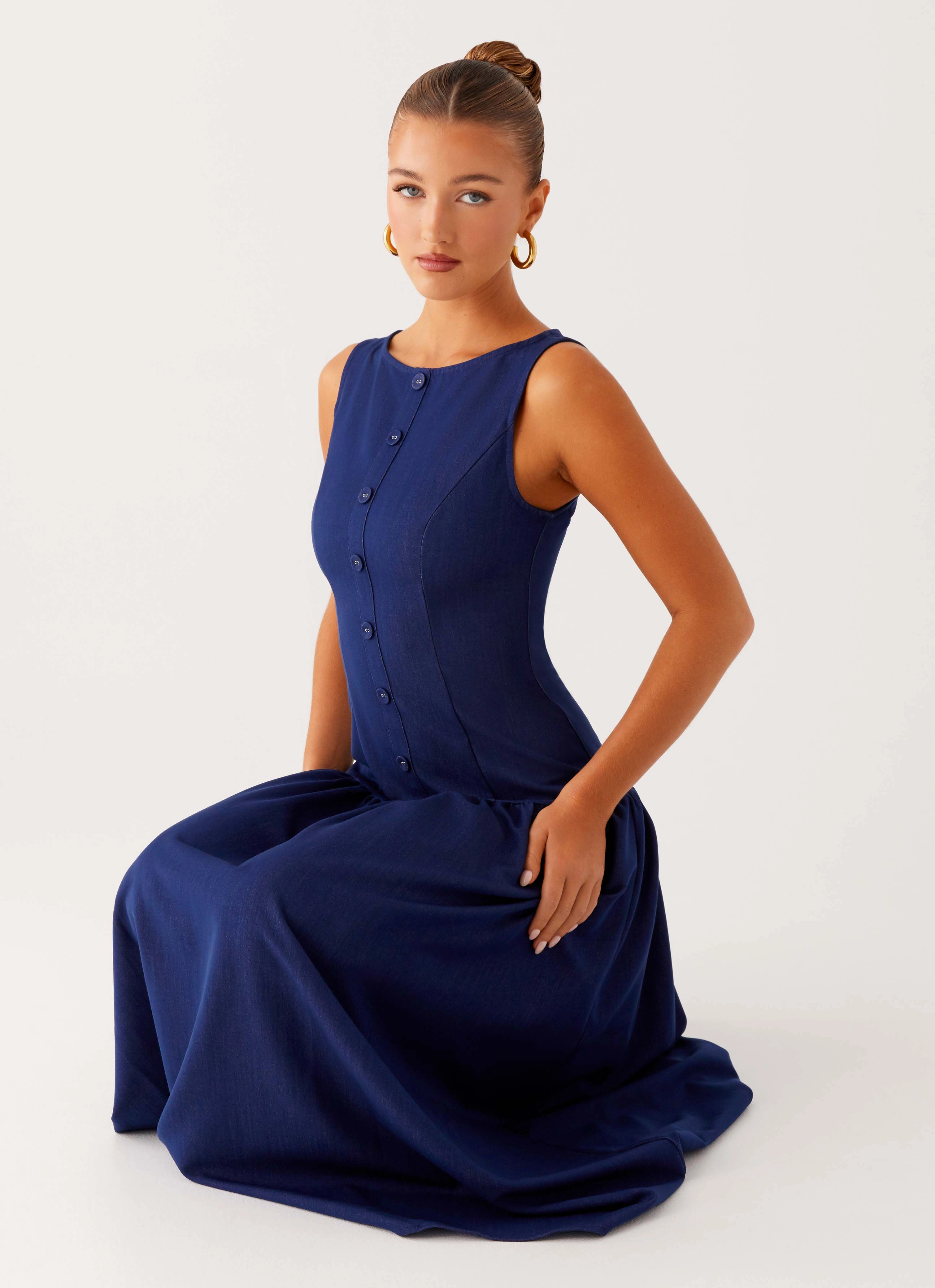 Hayes Denim Midi Dress - Indigo Edgy vibes