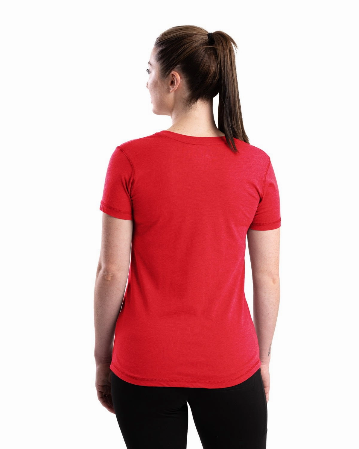 Lightweight Layer Durable Construction Berne Womens Performance V-Neck Tomato Cotton Blend S/S T-Shirt