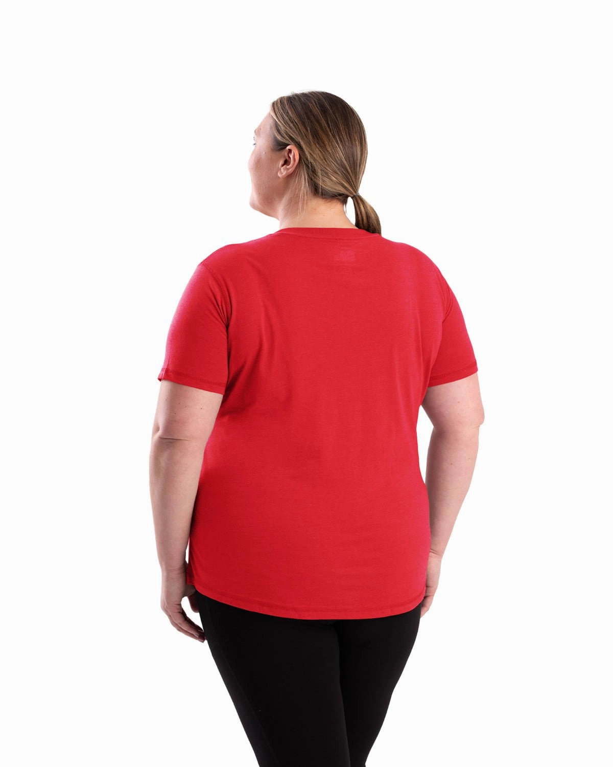 Edgy Design Morning Comfort Berne Womens Performance V-Neck Tomato Cotton Blend S/S T-Shirt