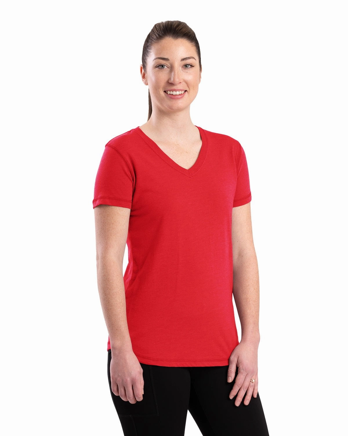 Minimalist fashion Evening Elegance Berne Womens Performance V-Neck Tomato Cotton Blend S/S T-Shirt