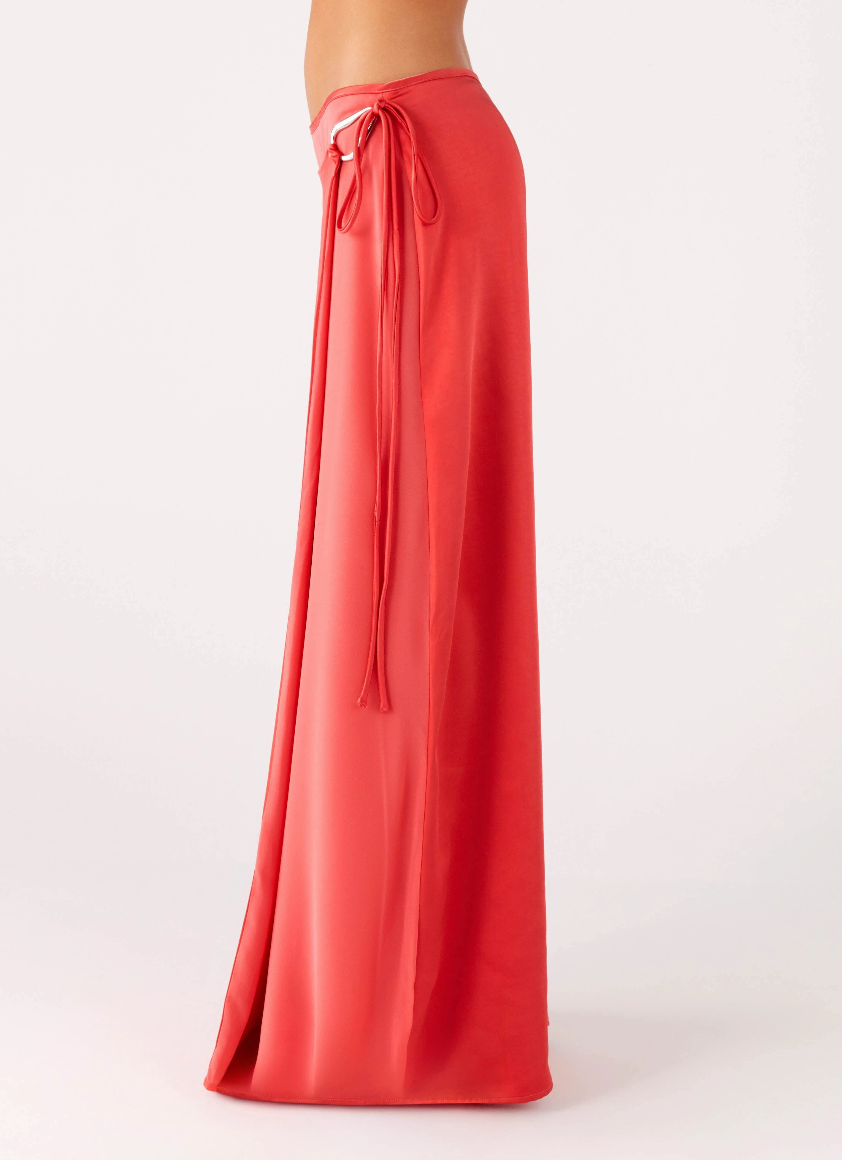 Crisscross Details Pollie Wrap Maxi Skirt - Coral