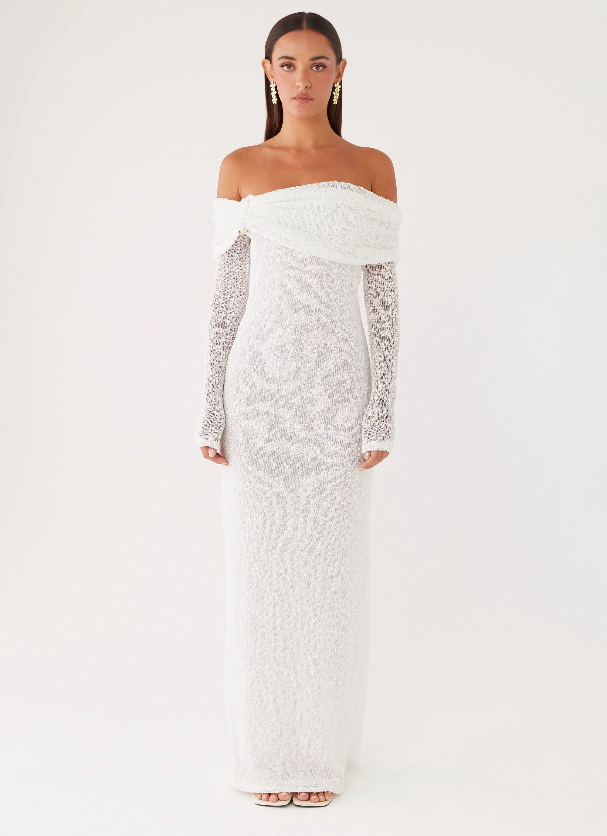 Packable Coat Pollyanna Knit Hardware Maxi Dress - Ivory