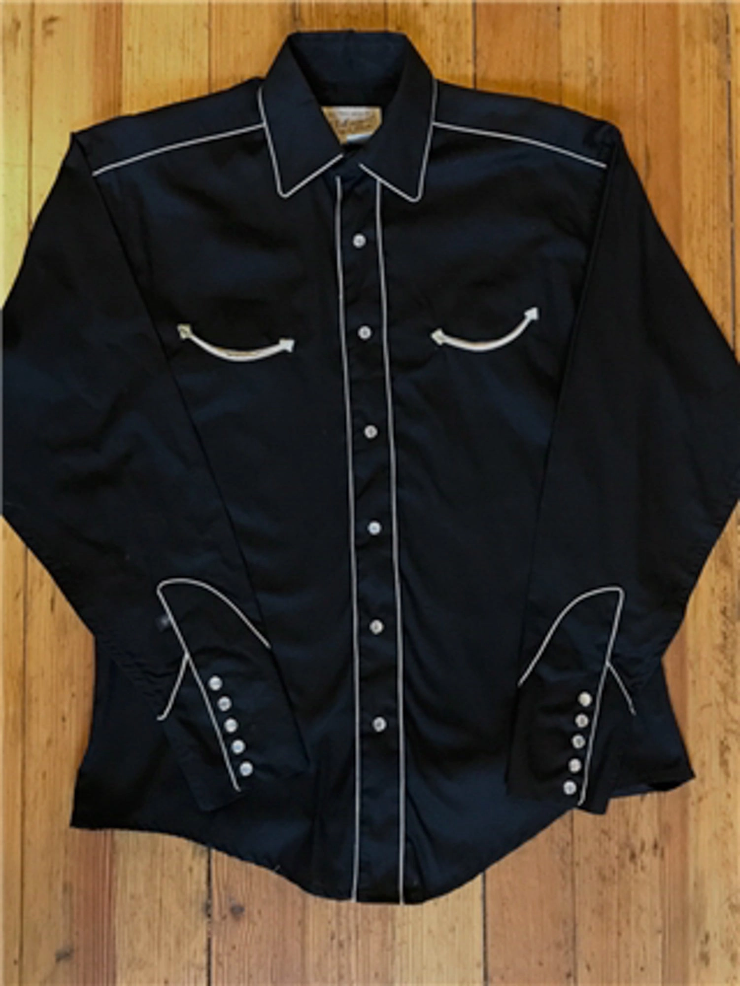 Rockmount Mens Black 100% Cotton Solid Vintage Western L/S Shirt Odor Control Fabric