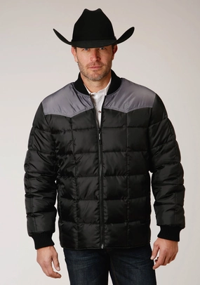 Roper Mens Black Polyester Quilted Insulated Jacket Seamless Technology