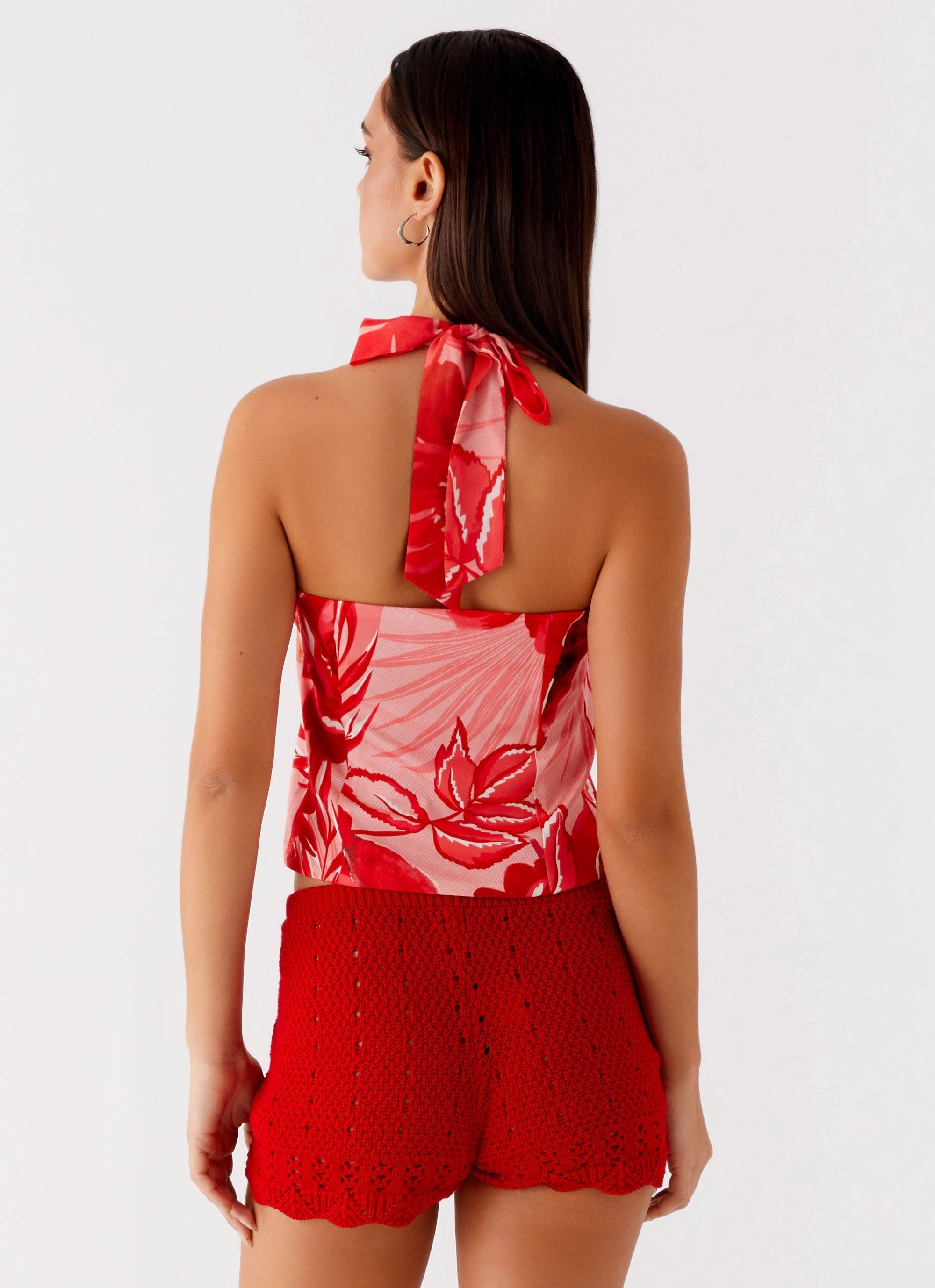 Lets Pretend Halterneck Top - Sicily Sunsets Print Non Restrictive Mobility