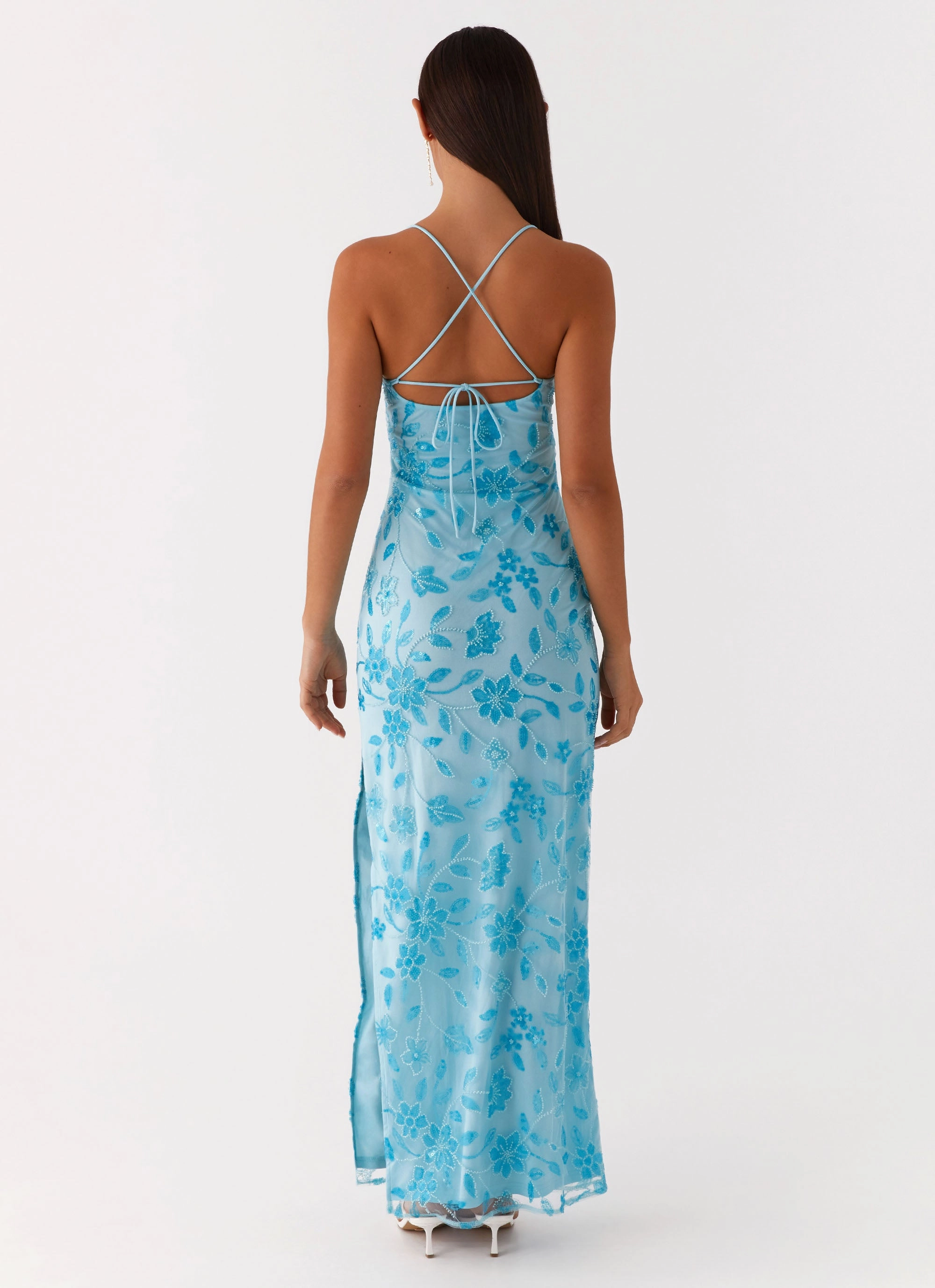 Smart Fit Relaxed Comfort Look Bright Lights Beaded Maxi Dress - Blue
