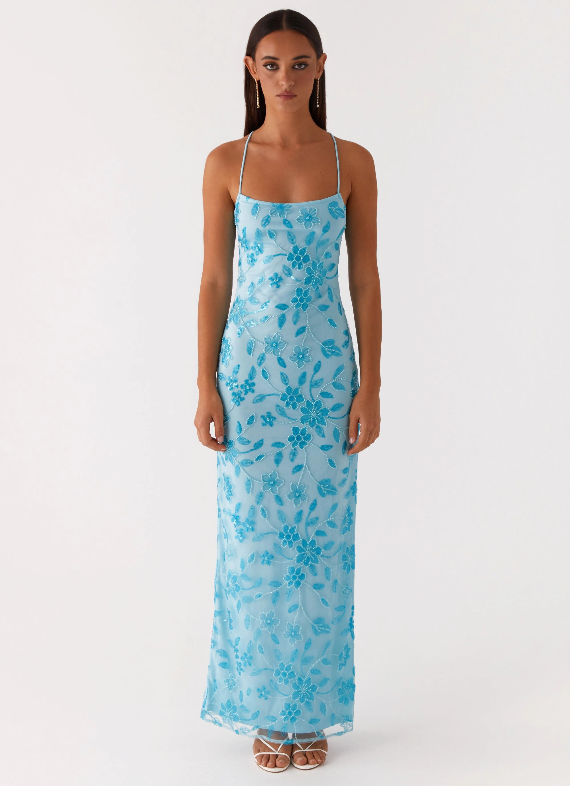 Bright Lights Beaded Maxi Dress - Blue Compressible Live Soft