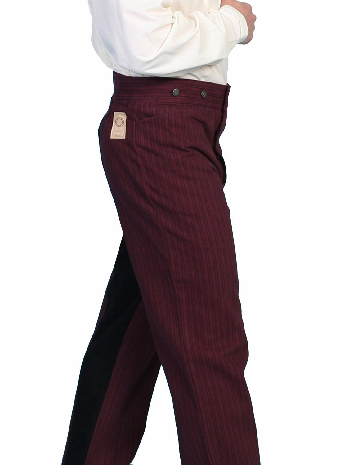 Durable Utility Cotton comfort Scully Wahmaker Mens Burgundy 100% Cotton USA Stripe Saddle Seat Pants