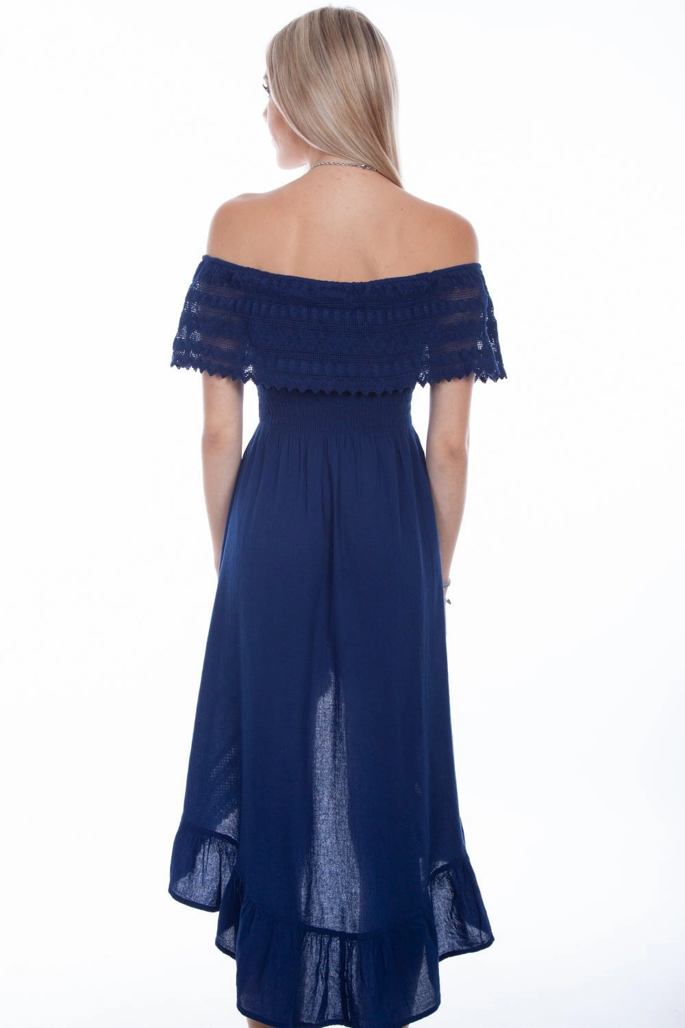 Balanced Lines Practical work-to-play piece Scully Womens Royal 100% Cotton Oversize Lace S/S Dress