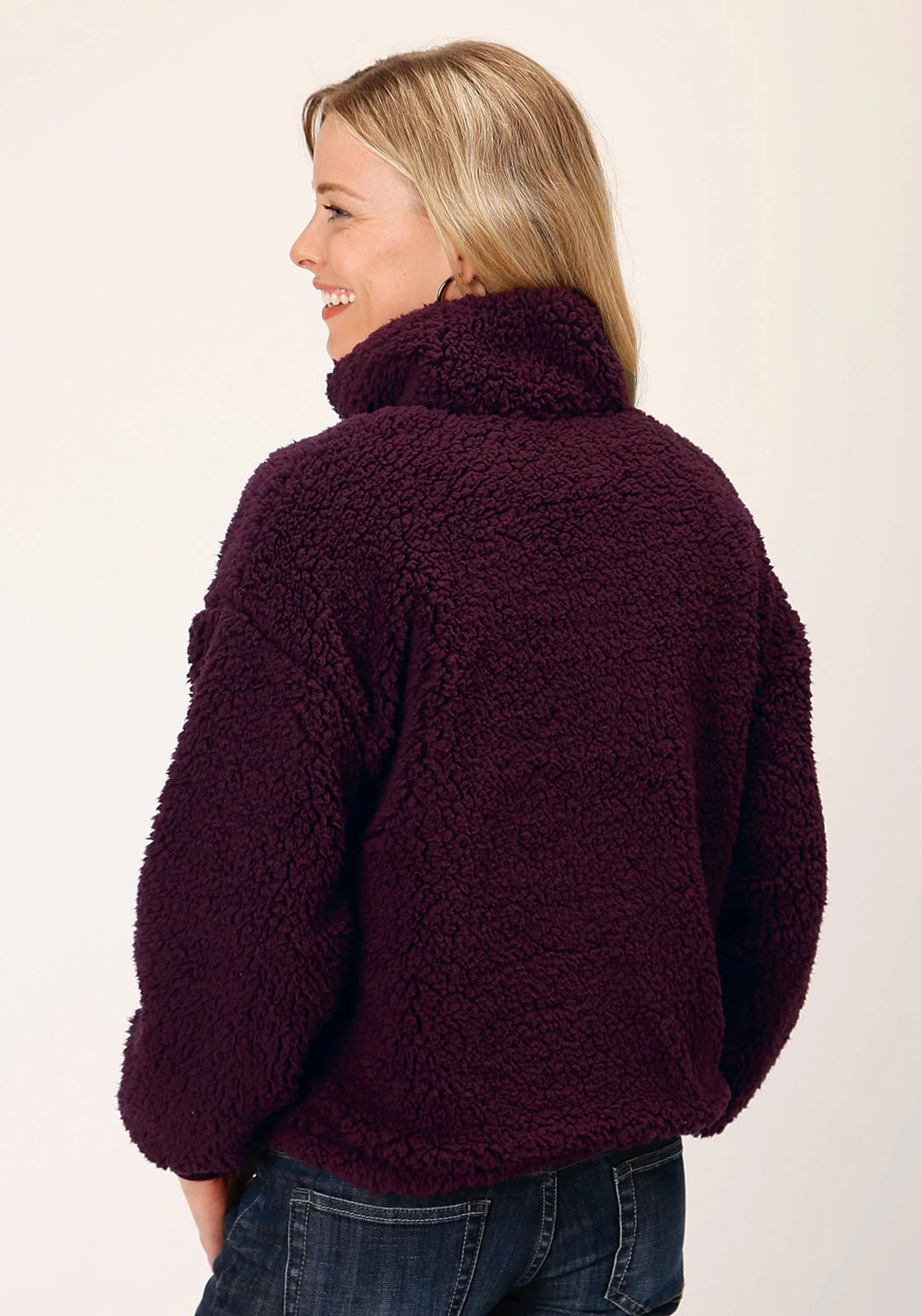 Anti Slip Shoulder Roper Womens Polar Wine 100% Polyester Fleece Pullover