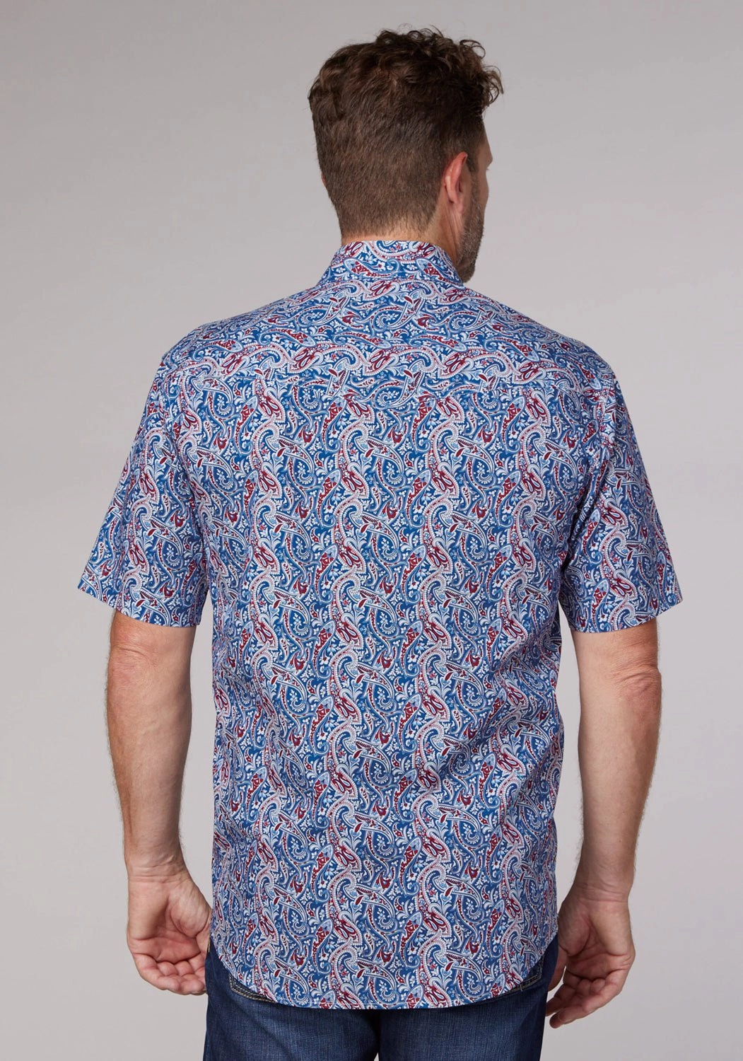 Polished Style Roper Mens 2024 River Paisley Blue 100% Cotton S/S Shirt
