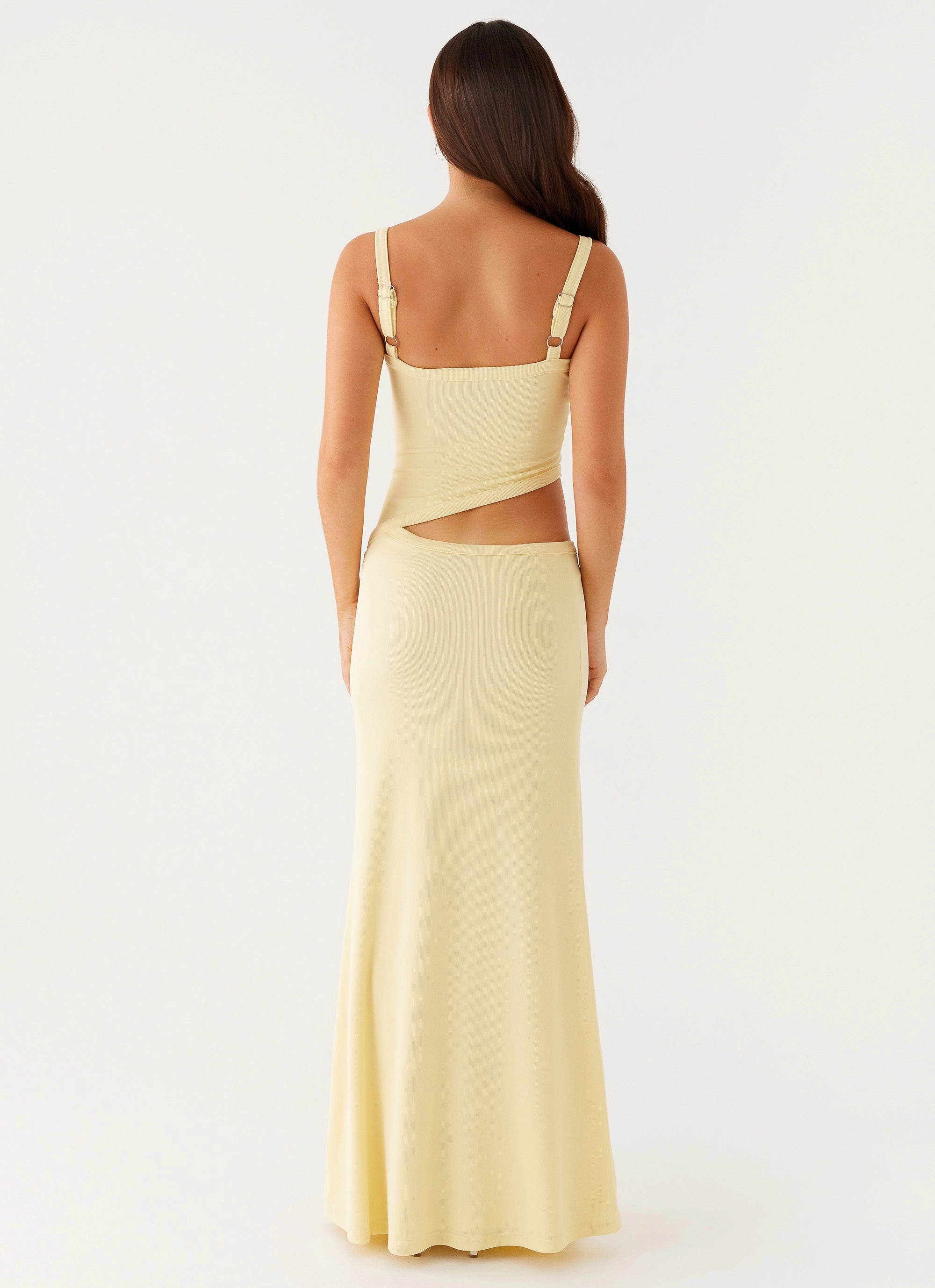 Stretch Comfort Quilted Pattern Jocelyn Maxi Dress - Yellow