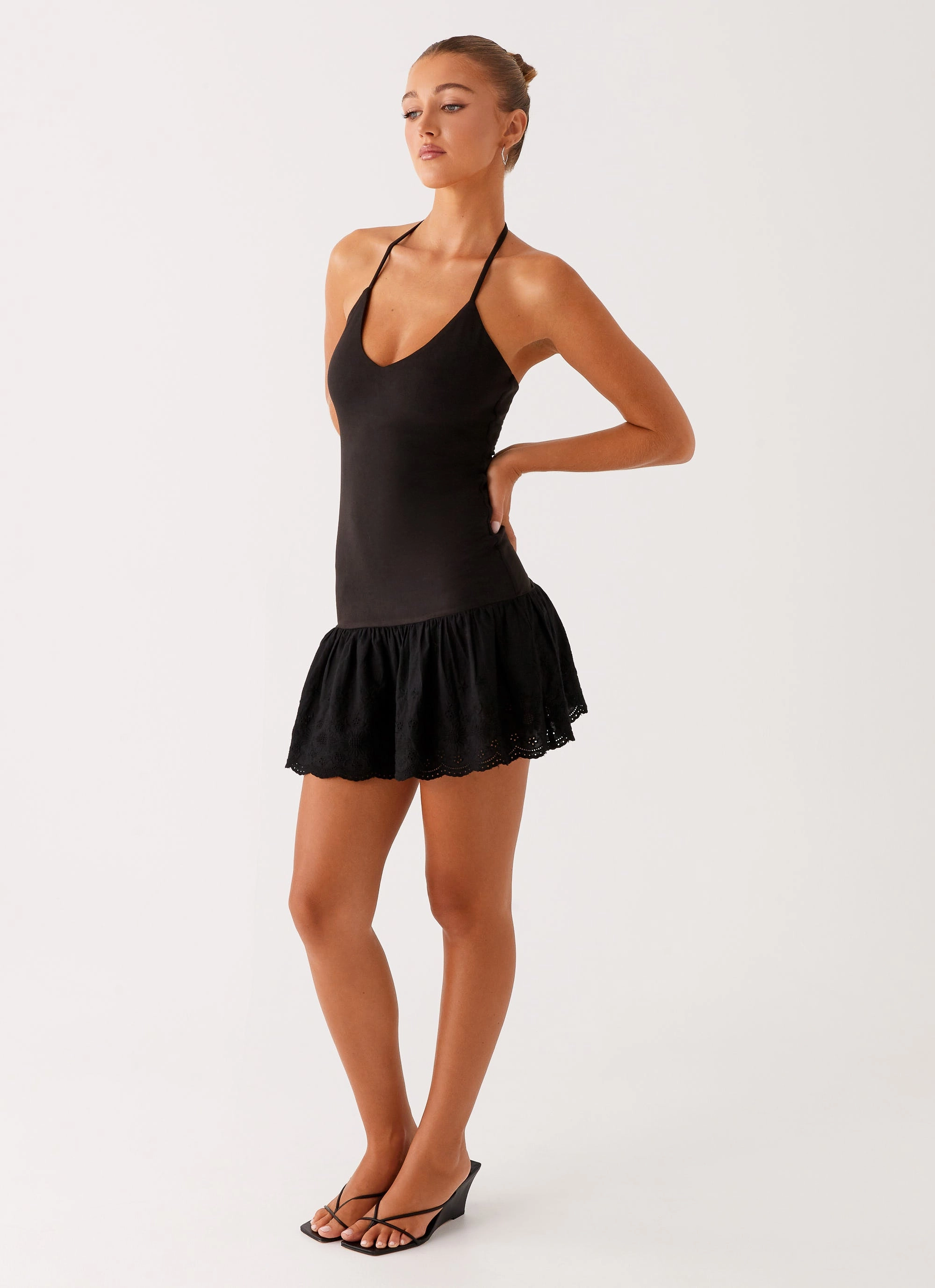 Amsterdam Mini Dress - Black Cold-Shoulder